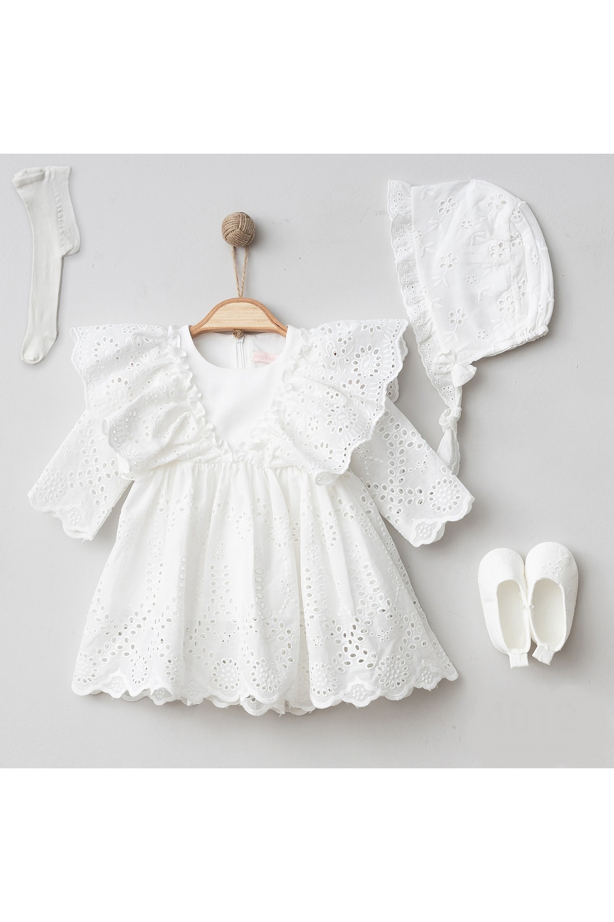 Mert Baby Begonya 4'lü Fisto Detaylı Lüx Mevlüt Seti %100 Pamuk Yenidoğan Kız Bebek fotoğrafı 4 (önizleme)