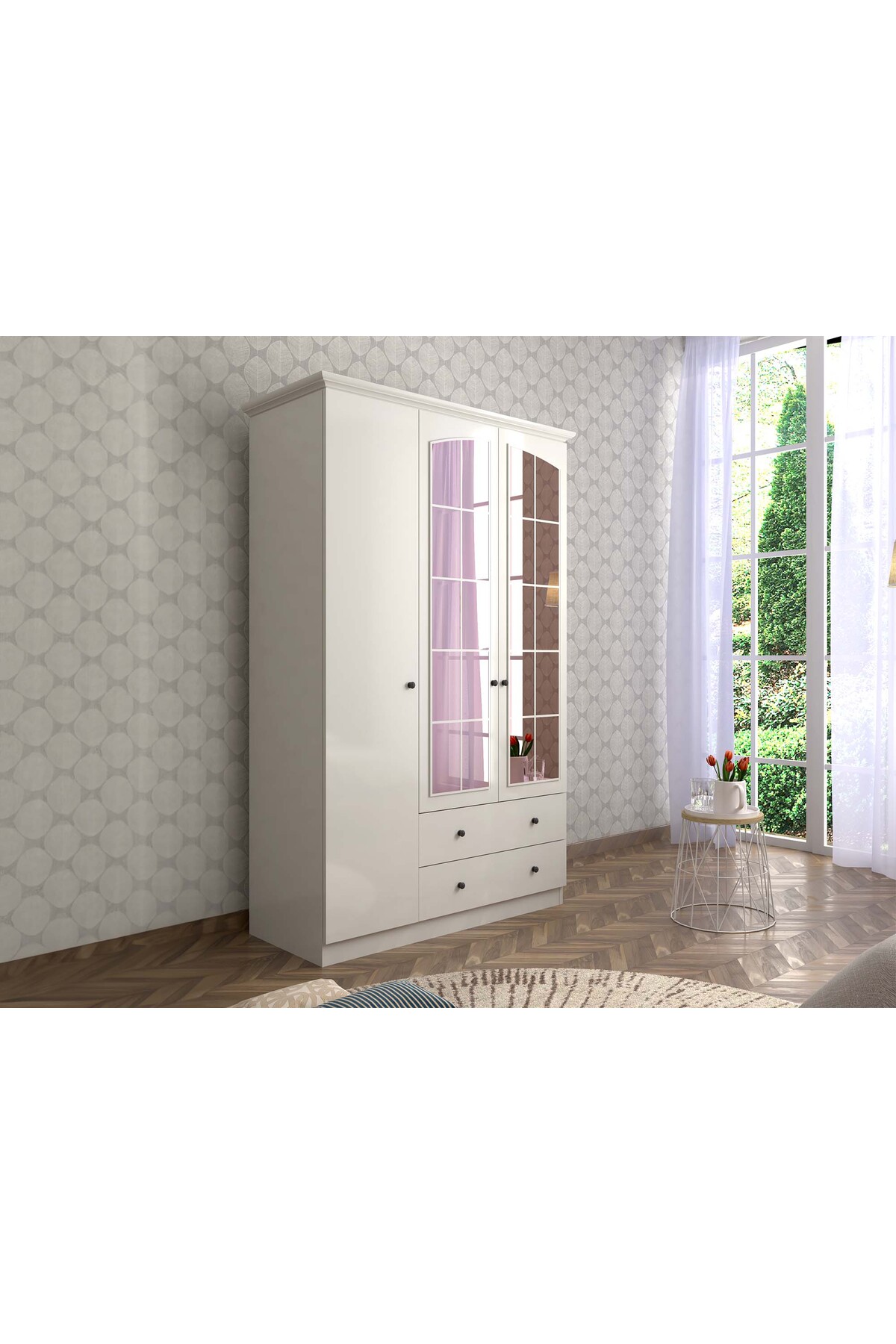 Storish Soft 3 Kapaklı 2 Çekmeceli Aynalı Gardırop fotoğrafı 3 (önizleme)