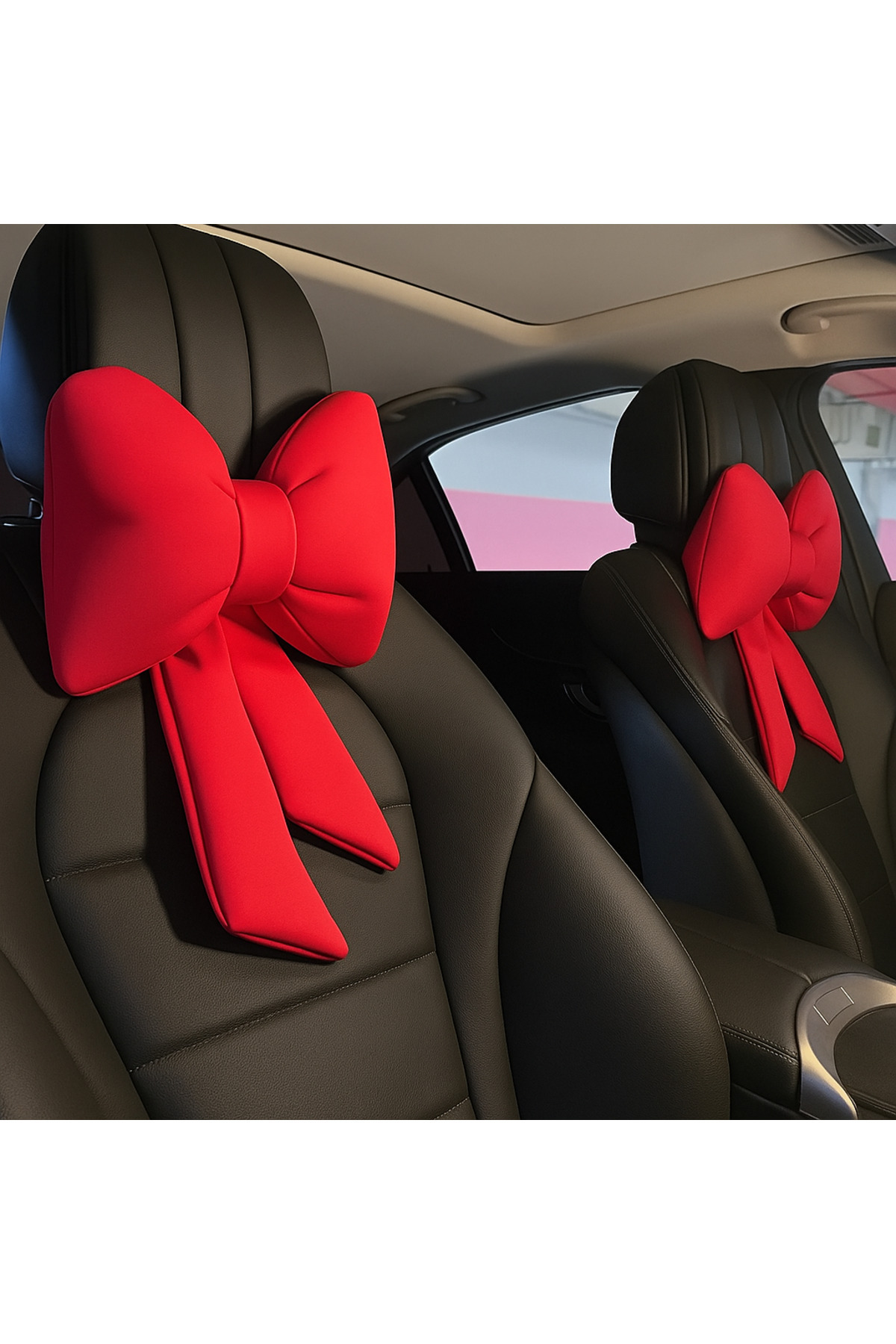 merdümek Boucle scuba kırmızı 1ADET araç boyun yastığı- oto yastık- ortopedik araba yastığı