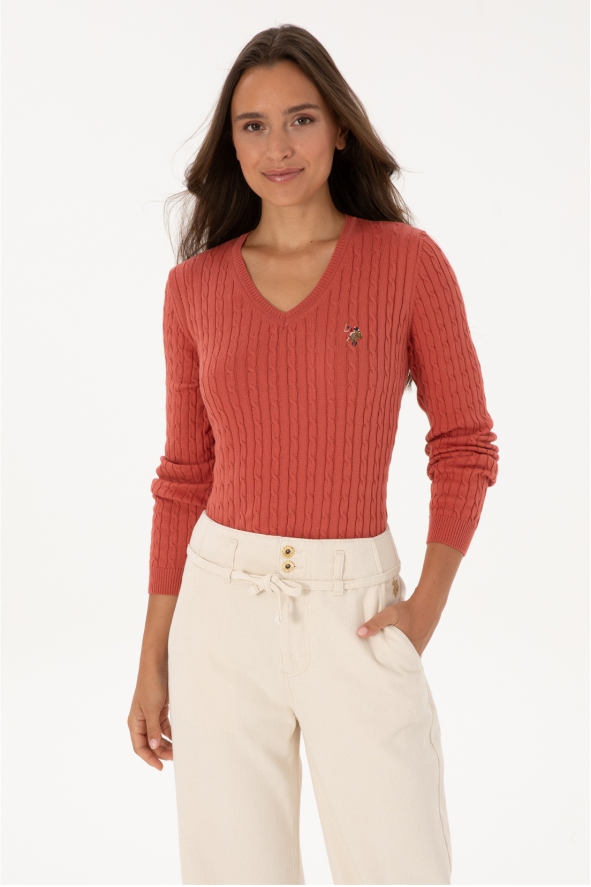 یو اس پولو پلیور بافتنی یقه هفت U.S. Polo Assn، جنس ۱۰۰٪ پنبه.