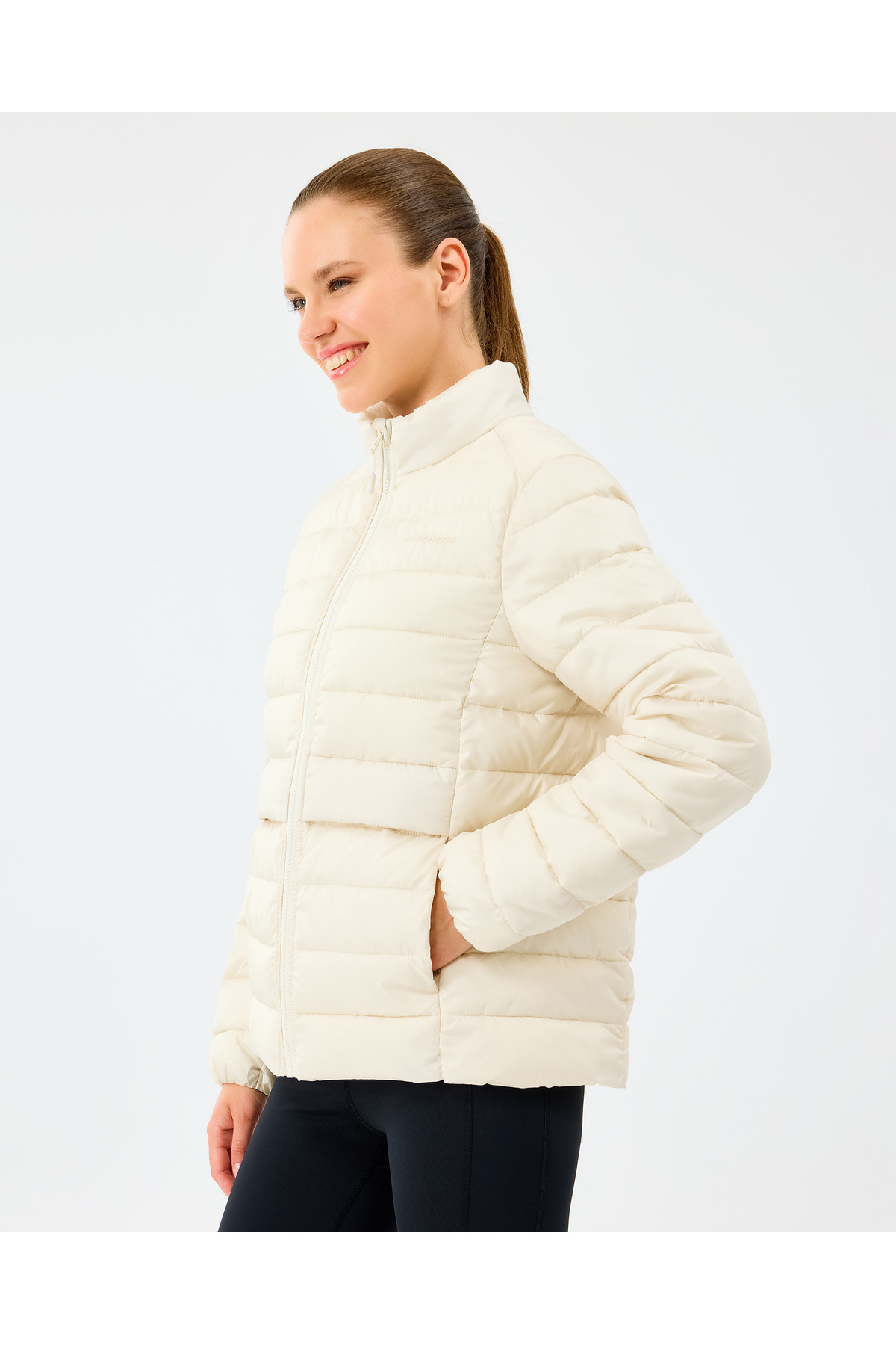 Skechers  W Essential Outerwear Padded Jacket Kadın Ecru Mont S231240-1983 - Görsel 3