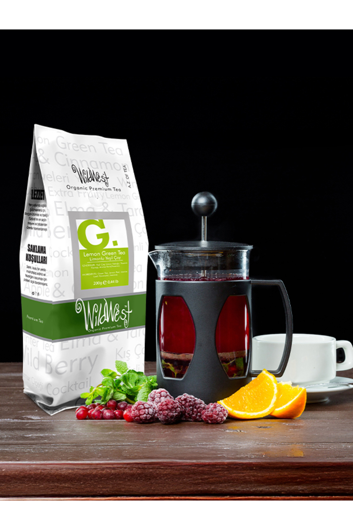 WildWest Limonlu Yeşil Çay & French Press Seti