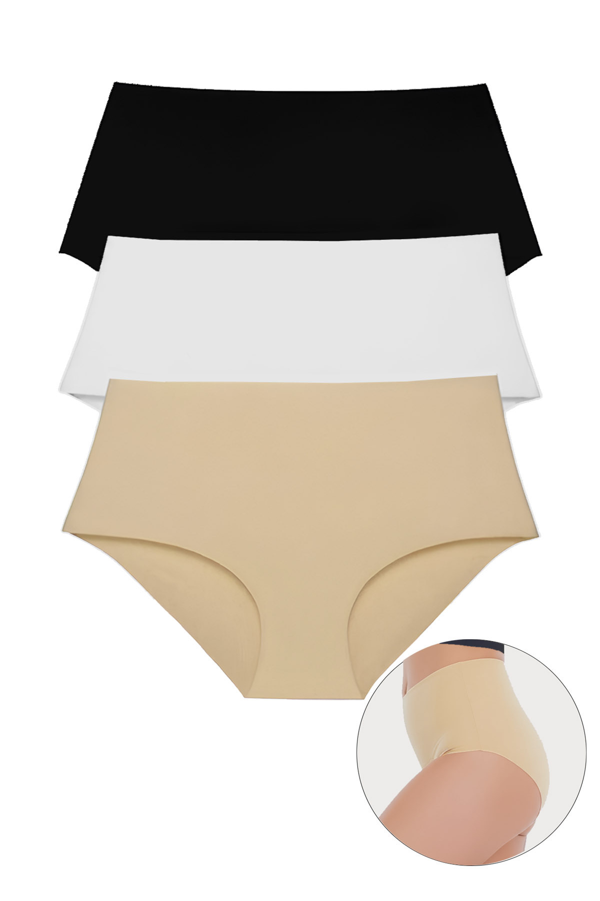 Women's High Waist Seamless Laser Cut Panties 3pcs Set