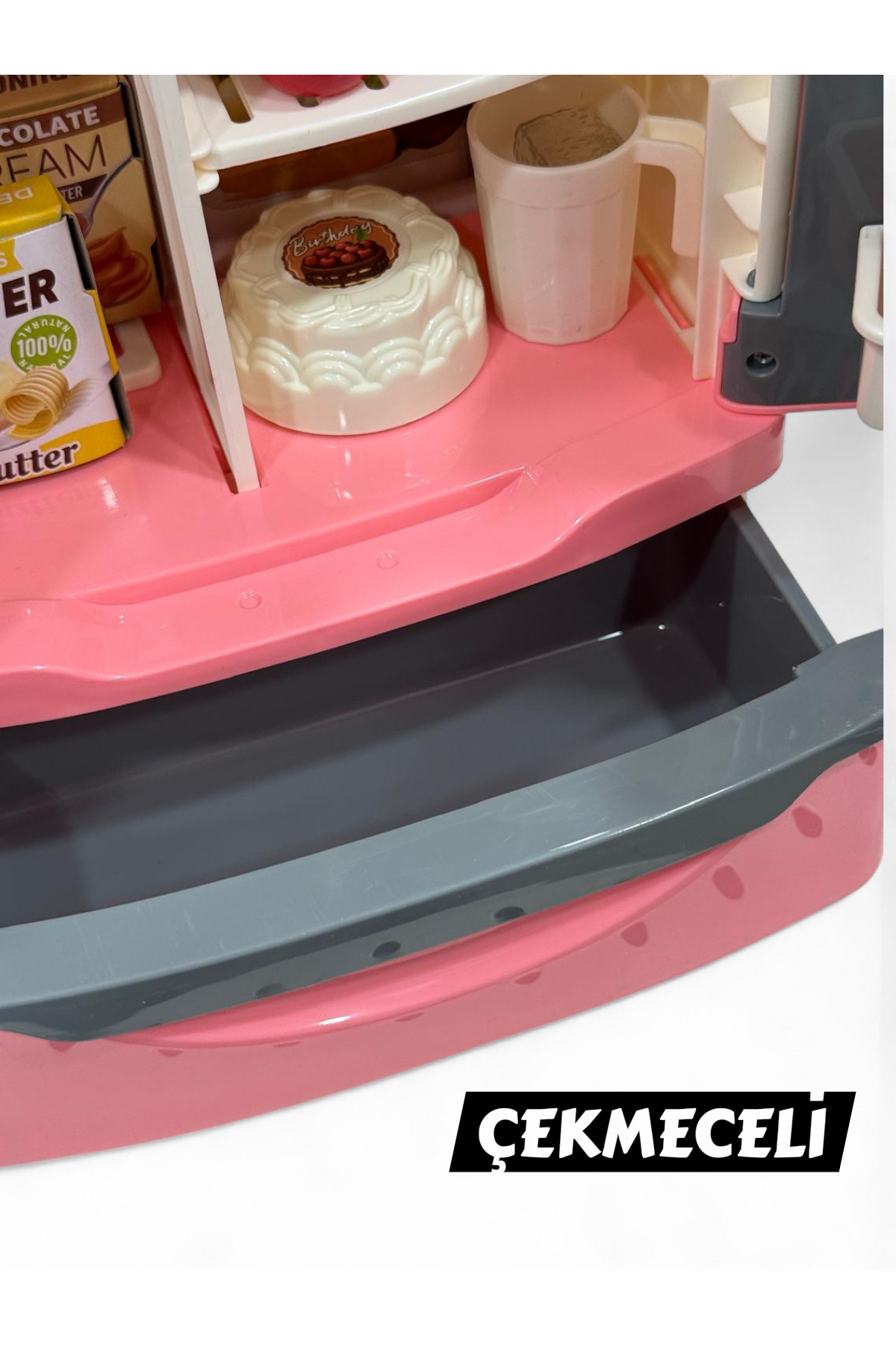 YILDIRIM OYUNCAK Led Işıklı Buhar Sprey Atan Açılabilir Çift Kapılı Buzdolabı 12 Parça Aksesuarlı Sesli Müzikli 26 Cm fotoğrafı 3 (önizleme)