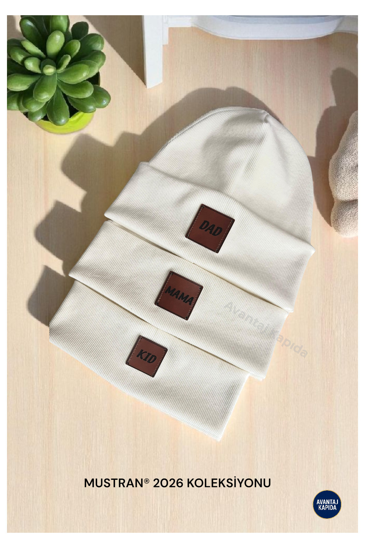 Mustran %95 Pamuklu 3'lü Aile Bere Boyunluk Seti | Anne Baba Çocuk (4-12 Yaş) Kombin