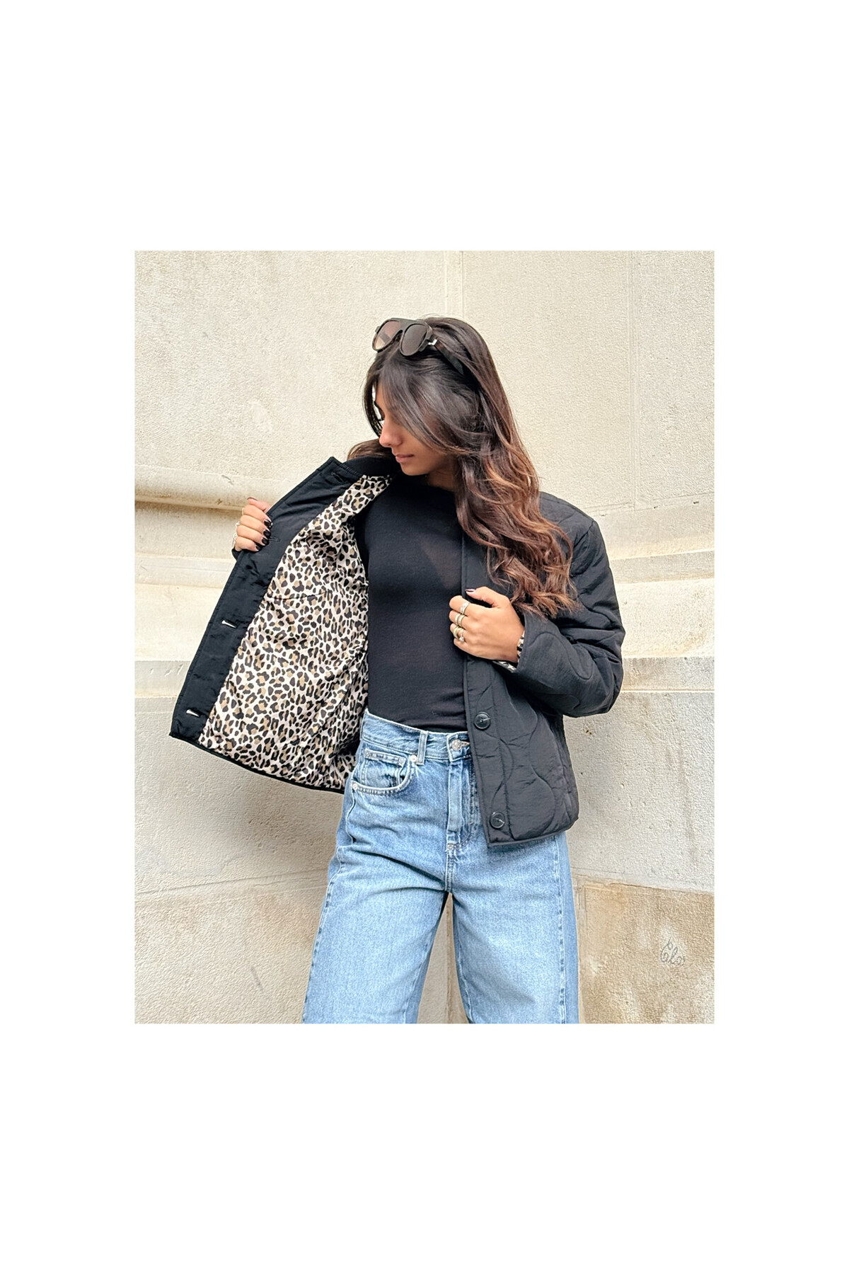 ONLY  Onlsalsa Leo Jacket Cs Otw Kadın İçi Leopar Astarlı Kapitone Tarz Mont 15357514 - Görsel 3