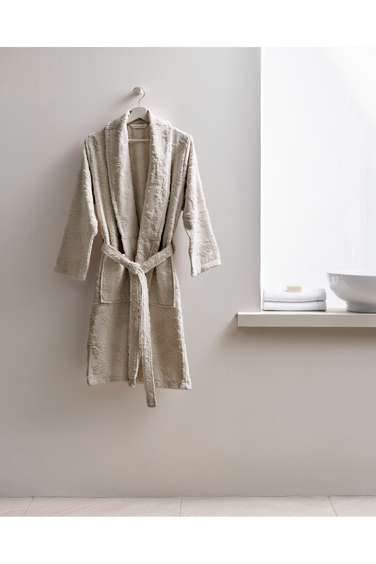Madame Coco Bertha Şalyaka %100 Pamuk Kadın Bornoz - Bej