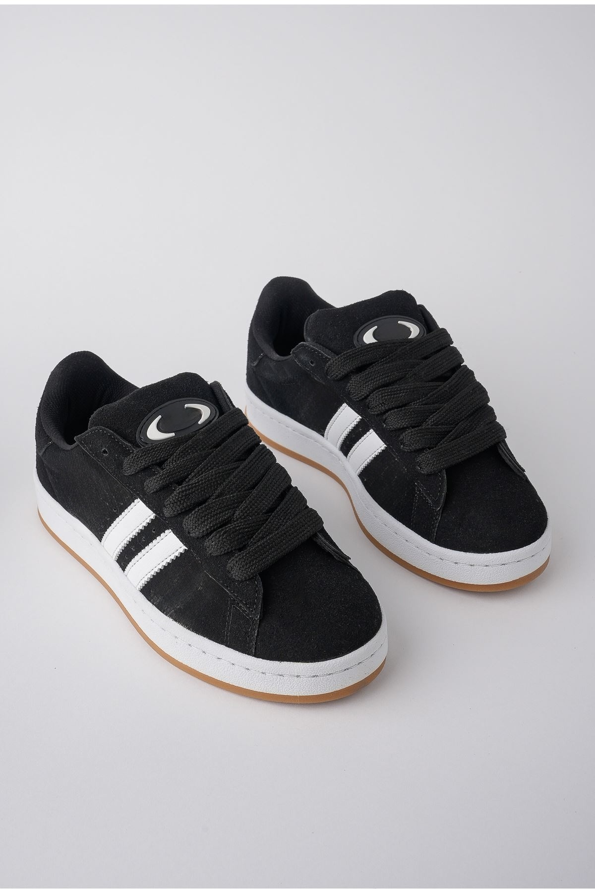 CAMPUSS  Black Sneaker Kaydırmaz Taban Dar Kalıptır Kalın Beyaz Bağcık Hediyeli 🎁 - Görsel 4