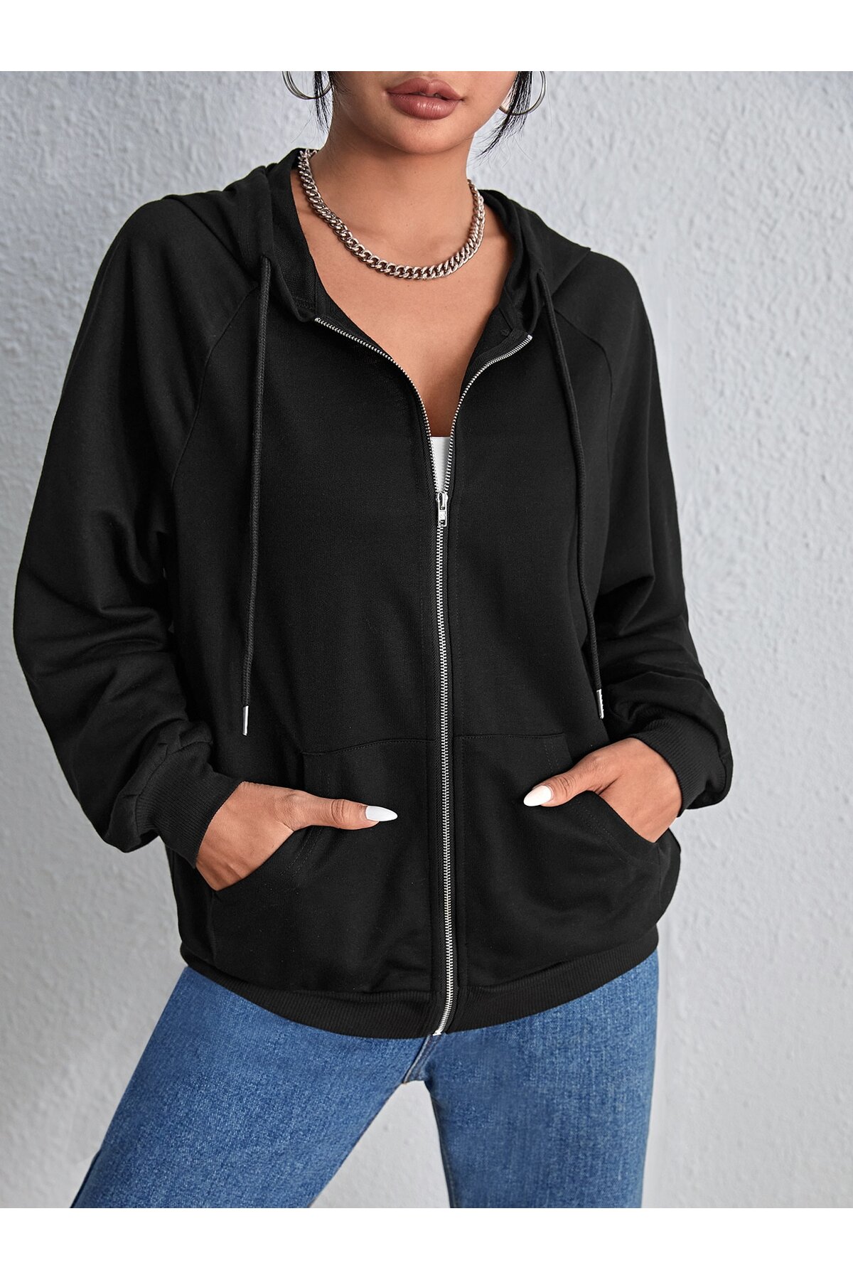Gollinger Kadın Fermuarlı Kapüşonlu Sweatshirt görsel 4