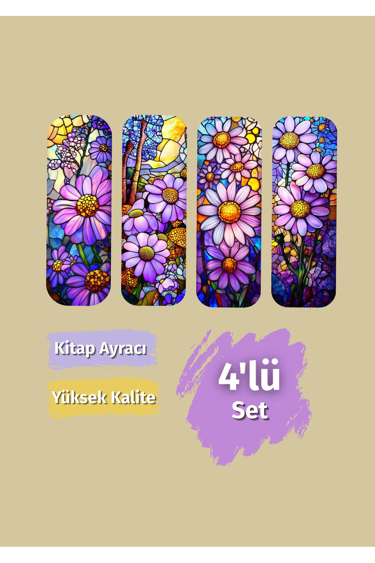 VORACRAFT 4'lü Mor Çiçek Manzara Temalı Kitap Ayracı UCB023