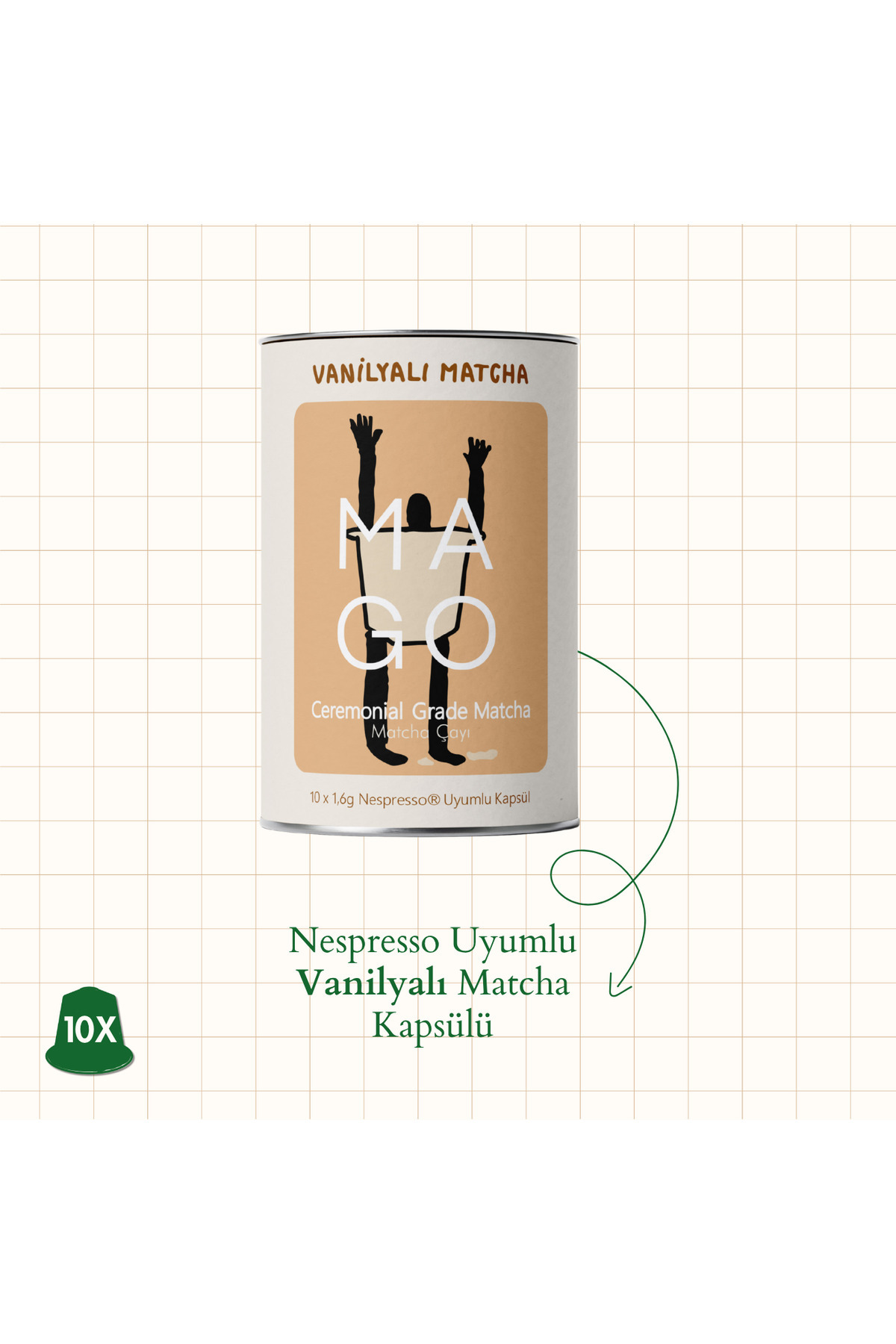 Mago Matcha Vanilyalı Ceremonial Grade Matcha Nespresso® Uyumlu Kapsül