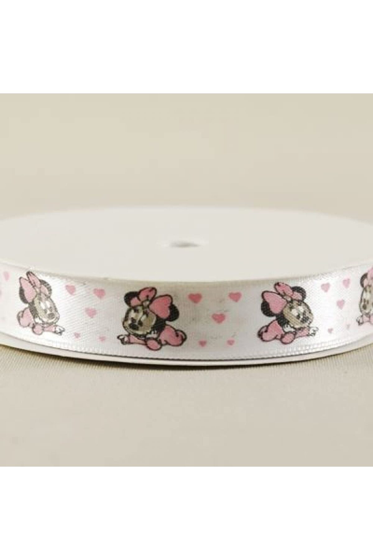 Hepta Collection PARTİ VİTRİNİ Bebek Minnie Mouse Temalı Beyaz Saten Kurdela 1.5 Cm. X 10 Metre
