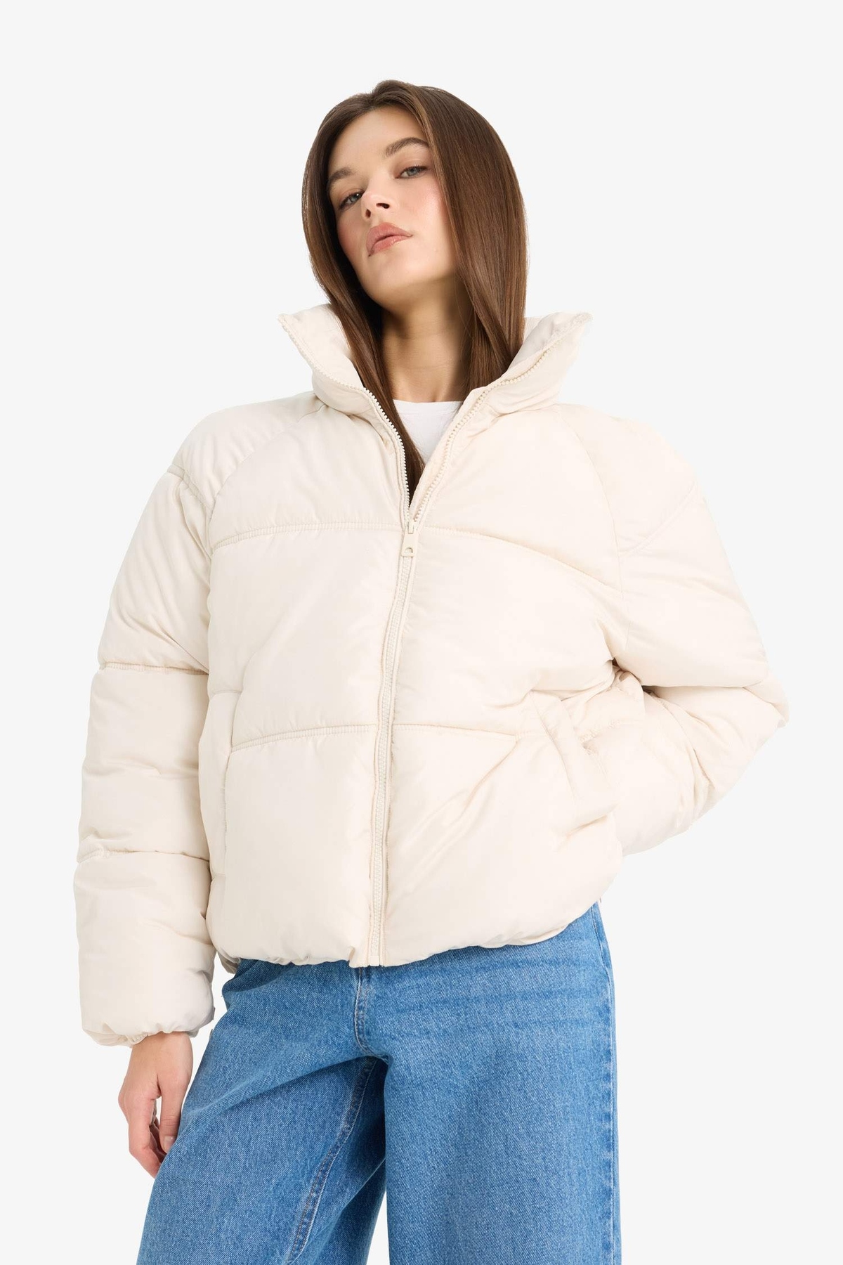 Defacto  Su Geçirmez Regular Fit Dik Yaka Fermuarlı Şişme Mont E8690AX25AU - Görsel 2