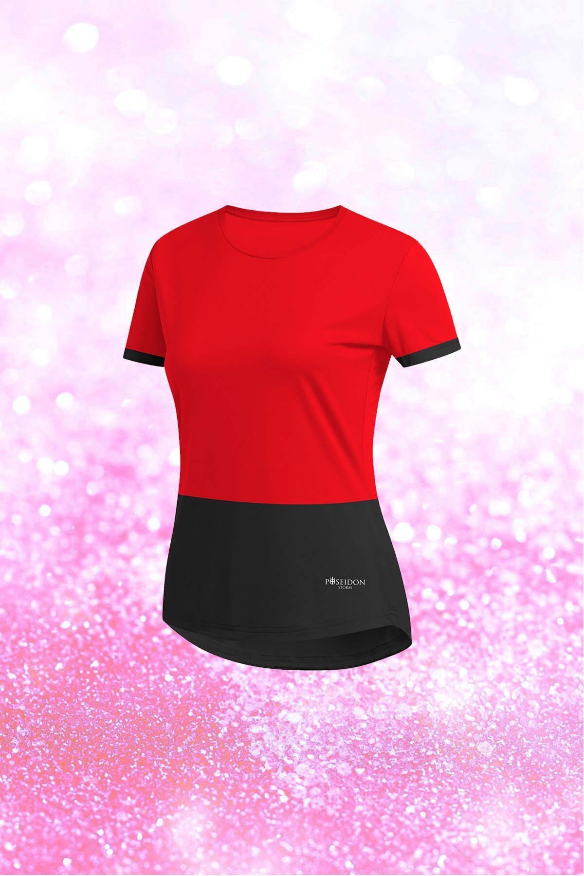 پوزایدون استورم تی‌شرت یقه گرد راحت و قرمز زنانه سایز بزرگ مخصوص دویدن سایز ۴XL-10XL