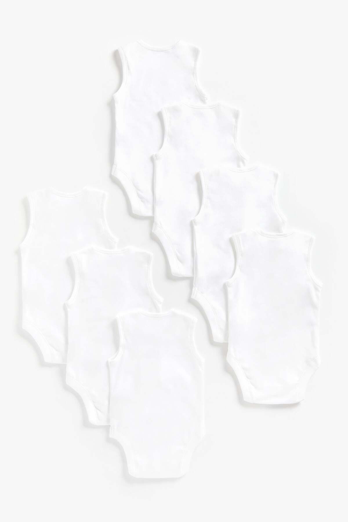 MOTHERCARE White Sleeveless Bodysuits - 7 Pack