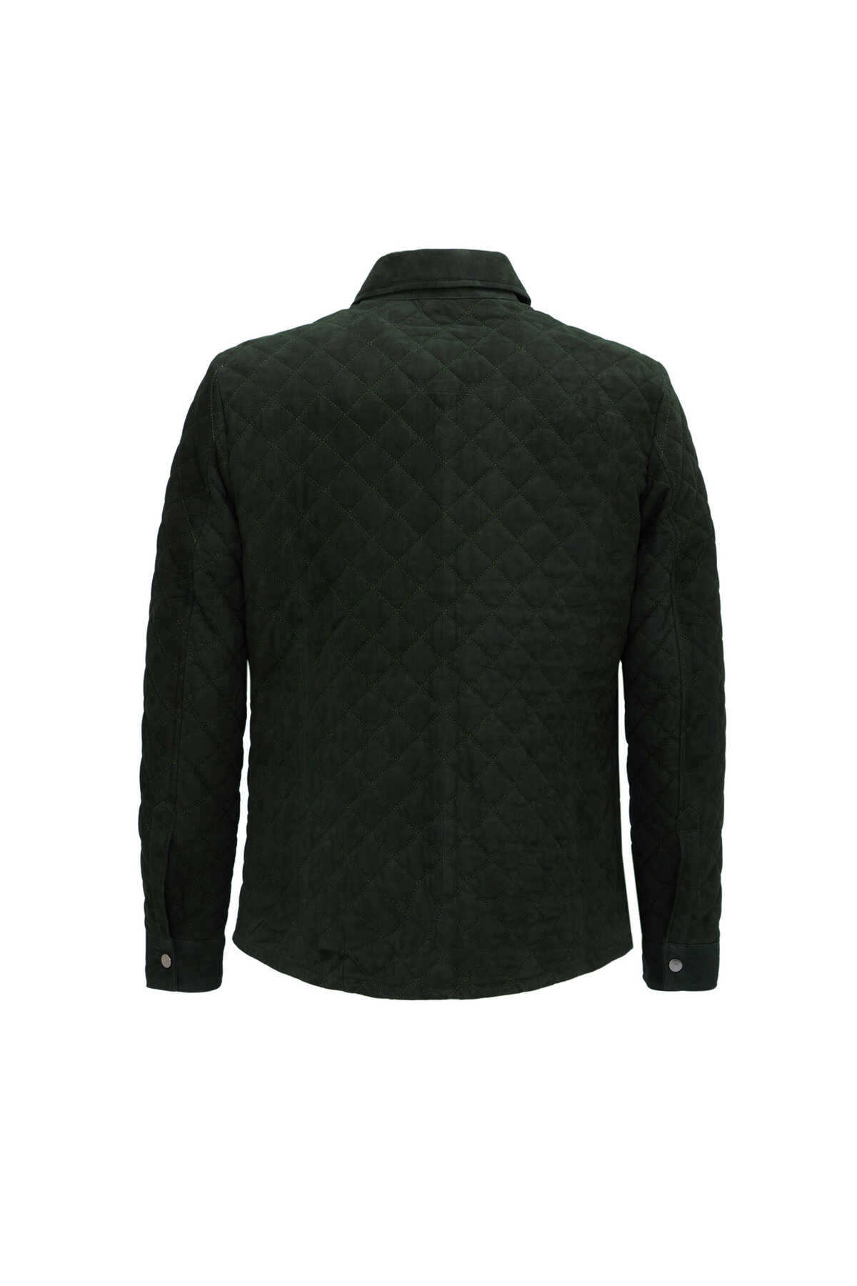 Tergan  Yeşil-Süet Kapitone Hakiki Süet Deri Erkek Hakiki Deri Mont - E25GRJ310621-Z9B - Görsel 4