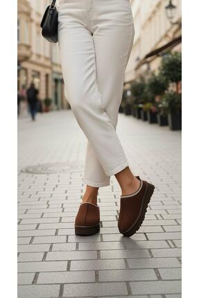 Sanart Shop Kadın Kalın Tabanlı Süet İçi Tüylü Yumuşak Yapılı Rahat Sokak & E...