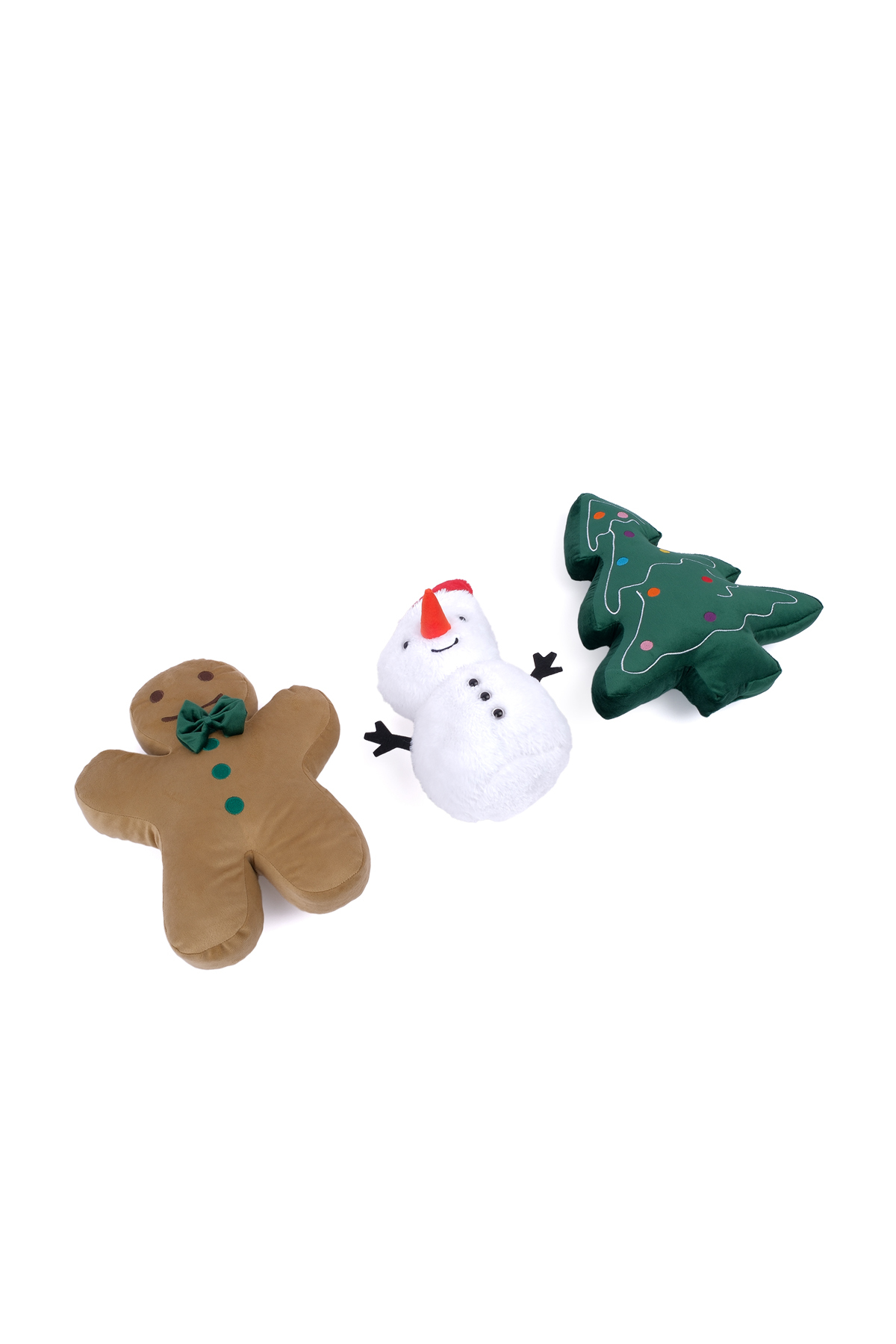 ROZİTOYS 3'lü Peluş Set – Kardan Adam, Kurabiye Adam ve Çam Ağacı