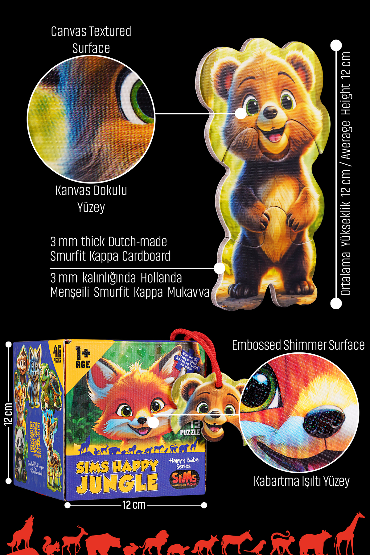 Sims Puzzle Bebekler İçin İlk Puzzle Yapboz Baby Orman - 1 Yaş Üstü Montessori Eğitici Oyuncak fotoğrafı 3 (önizleme)