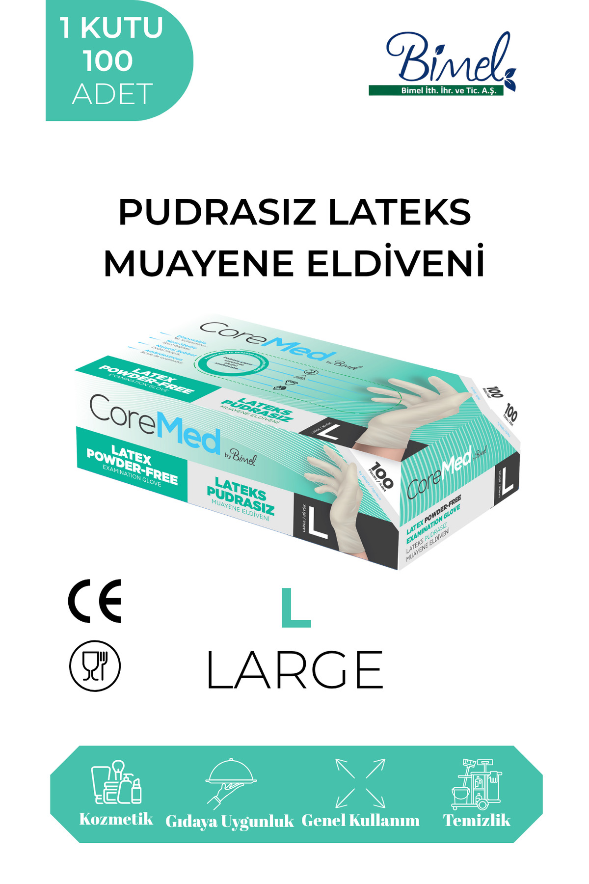 COREMED LATEKS PUDRASIZ MUAYENE ELDİVENİ L-1 PAKET 100'LÜ - Fiyatı ...
