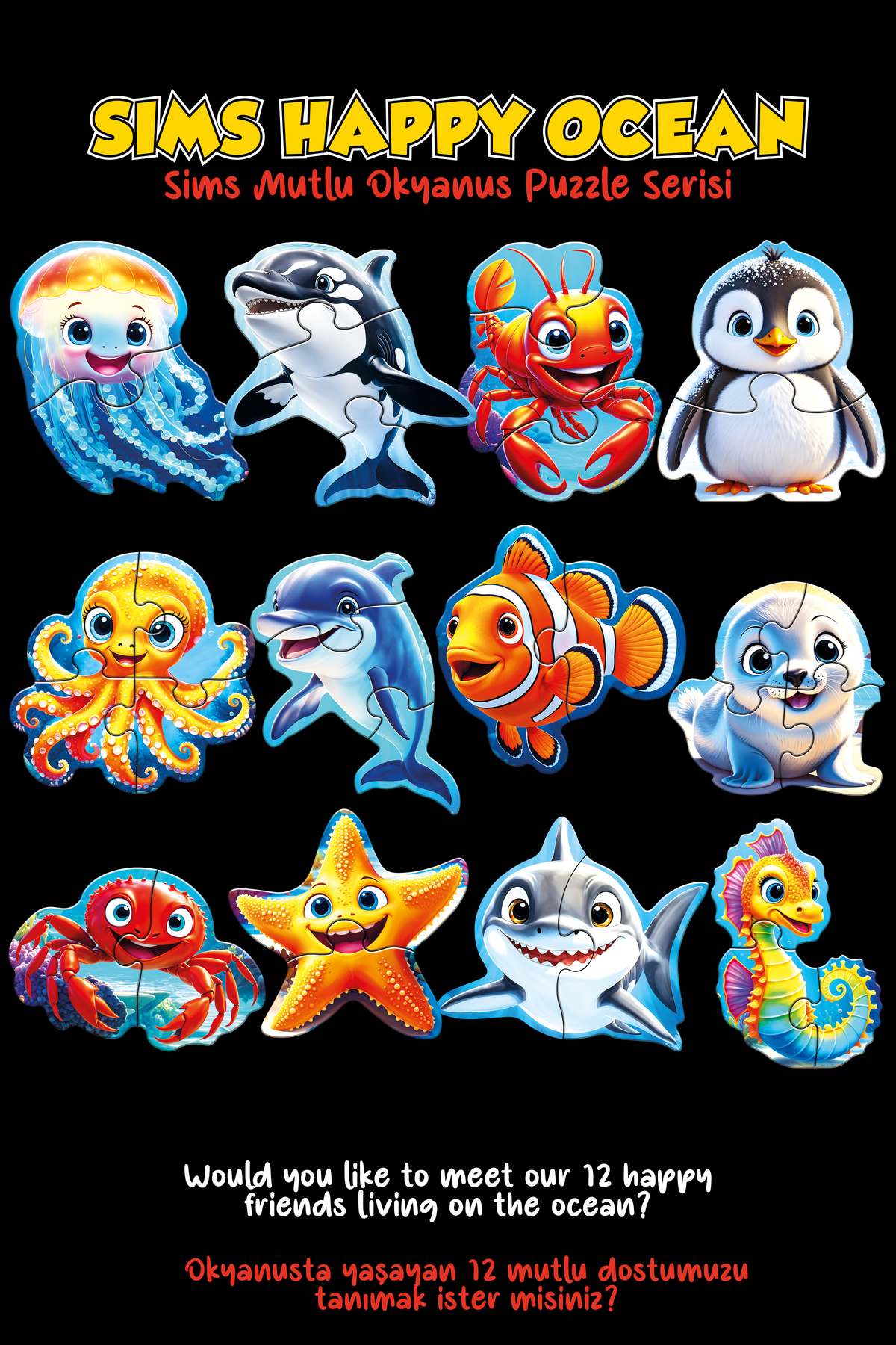 Sims Puzzle Bebekler İçin İlk Puzzle Yapboz Baby Okyanus - 1 Yaş Üstü Montessori Eğitici Oyuncak fotoğrafı 5 (önizleme)