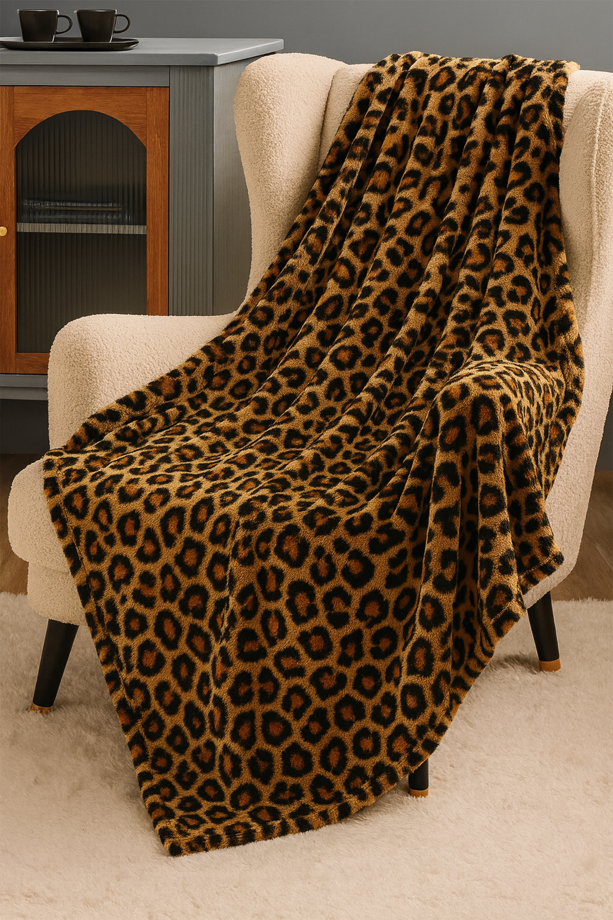 Calmera Wellsoft TV Battaniyesi | Ultra Yumuşak & Hafif | Peluş - Polar | 130 × 170 cm - Leopar