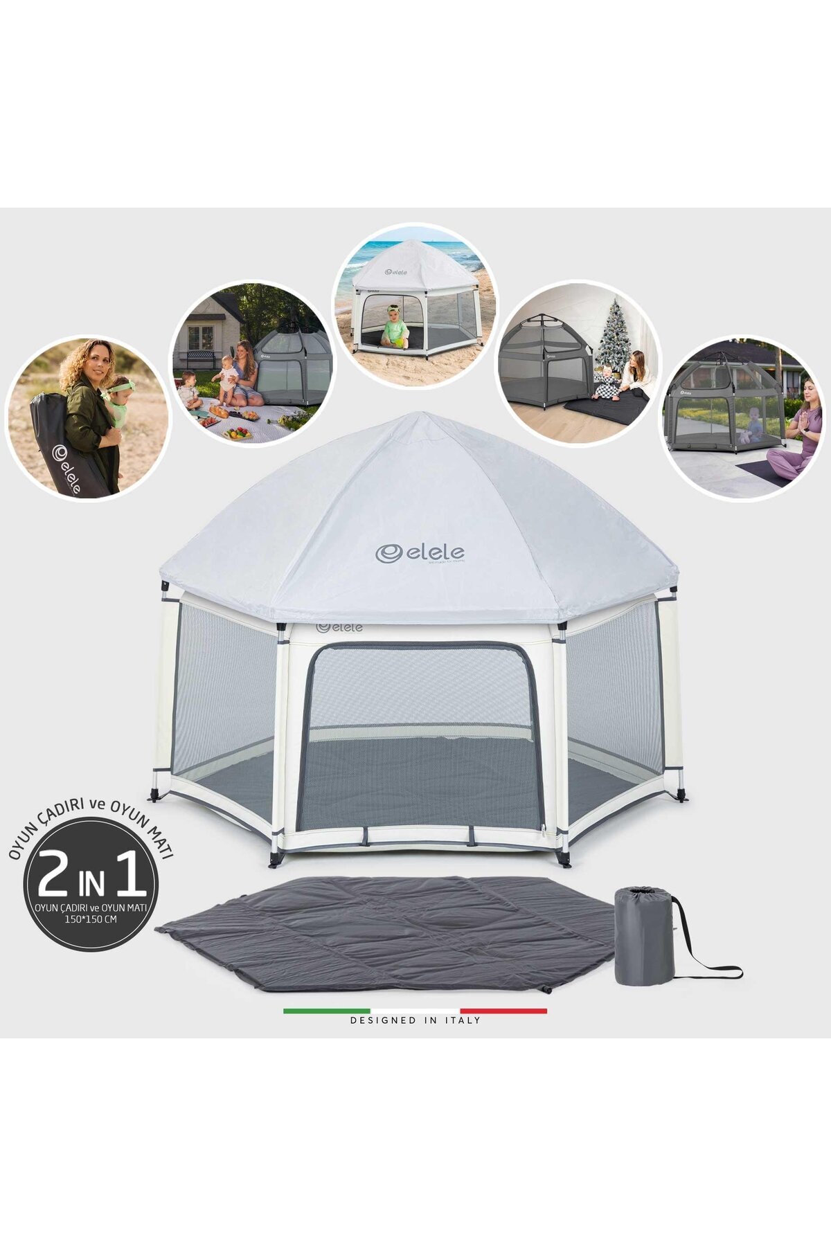 Elele Tenda Bebek Park Yatak Oyun Parkı ve Oyun Çadırı Bej fotoğrafı 2 (önizleme)