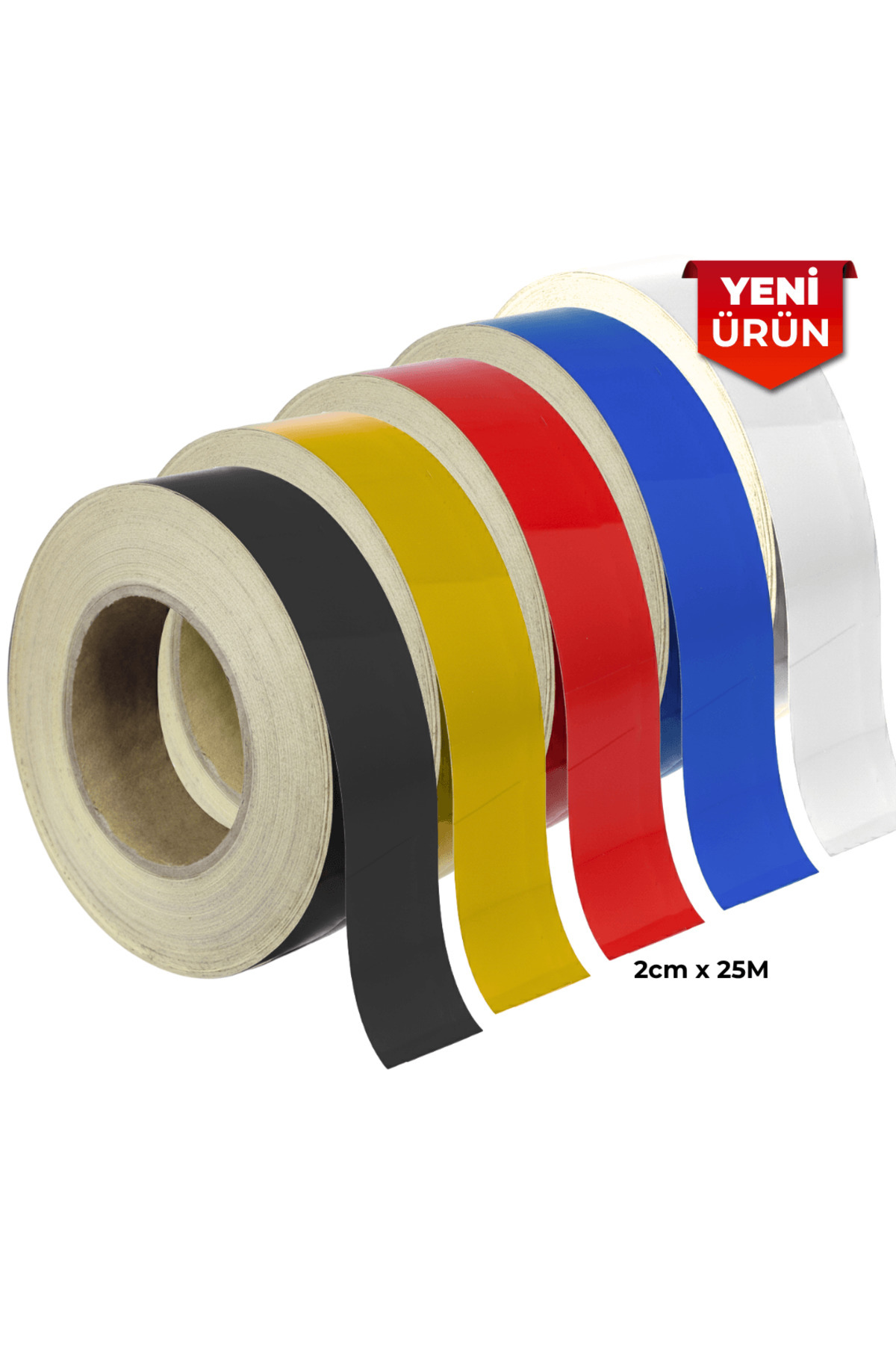 SMX Reflektif Fosforlu Şerit Bant, Düz Reflekte İkaz Bandı 2cm x 25M Siyah 5207