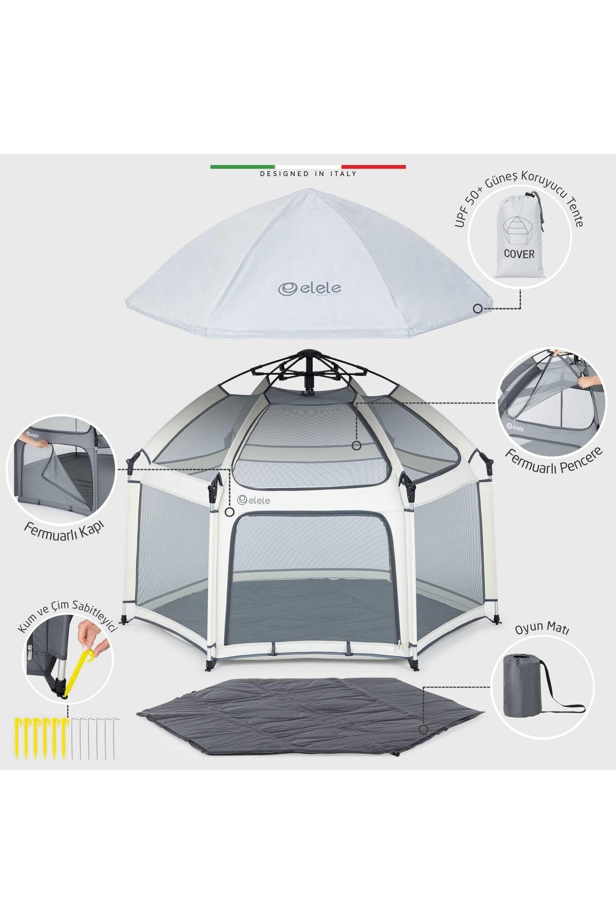 Elele Tenda Bebek Park Yatak Oyun Parkı ve Oyun Çadırı Bej fotoğrafı 4 (önizleme)