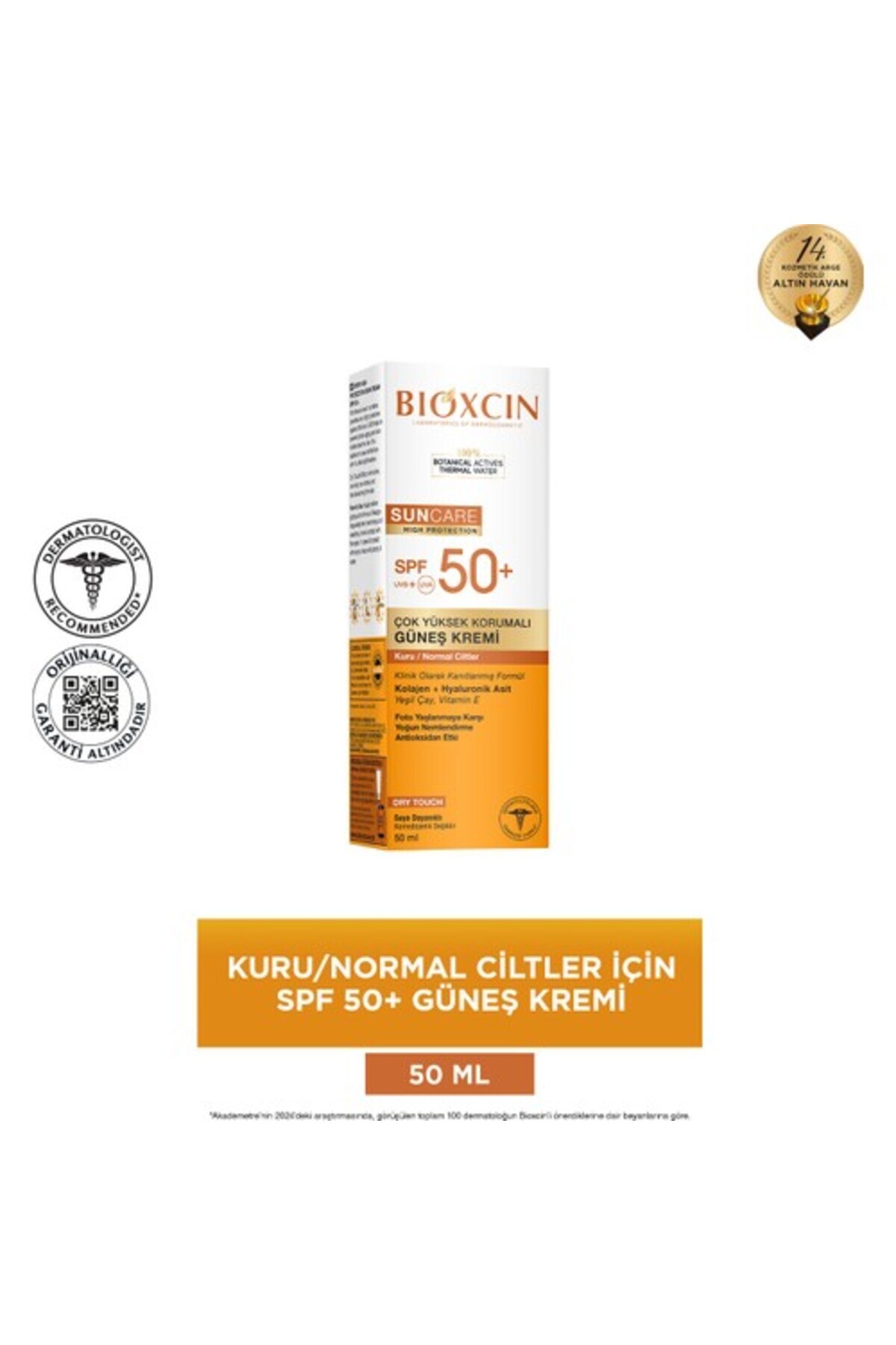 بیوکسین کرم ضد آفتاب رنگی مخصوص پوست خشک و نرمال SPF50+، 50 میلی لیتر، 8680512631408
