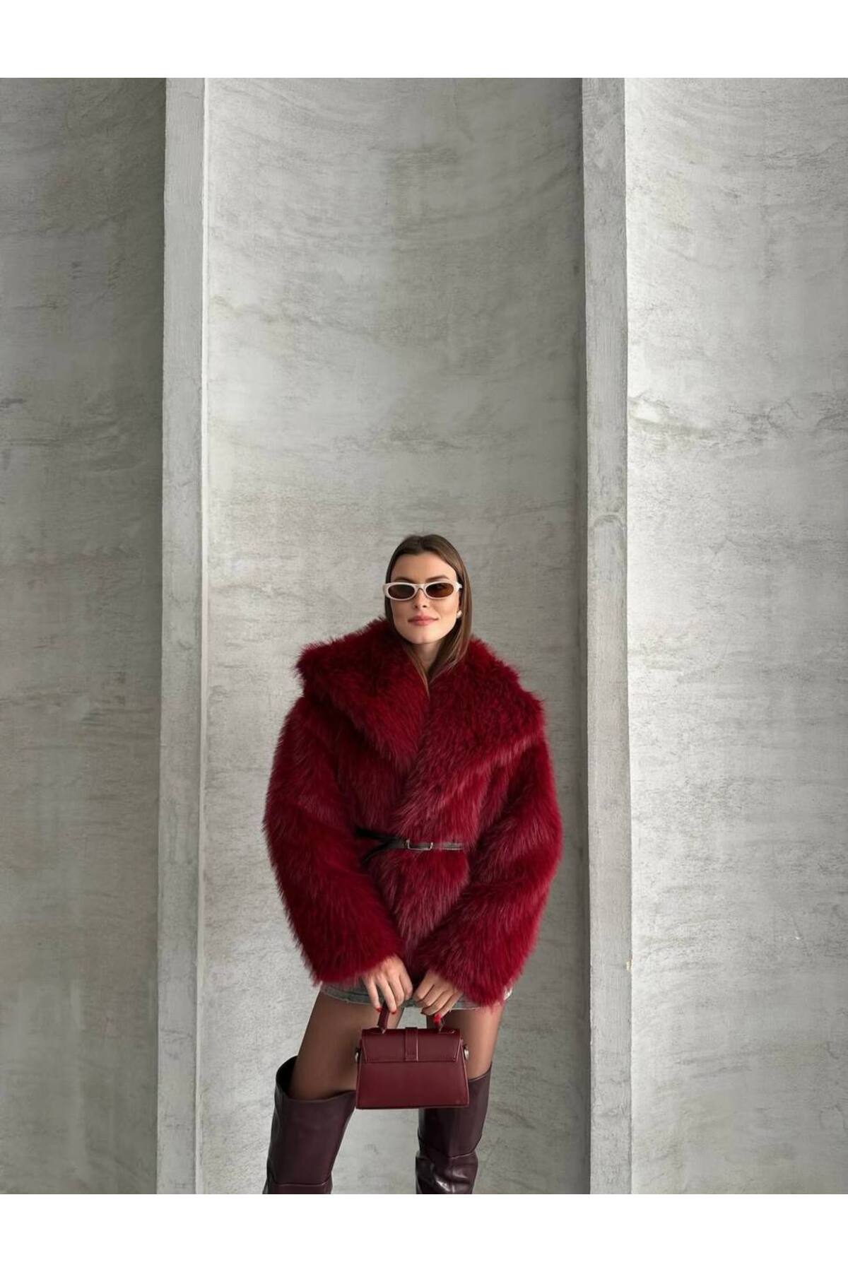 Belted Luxury Fur Coat - Görsel 4