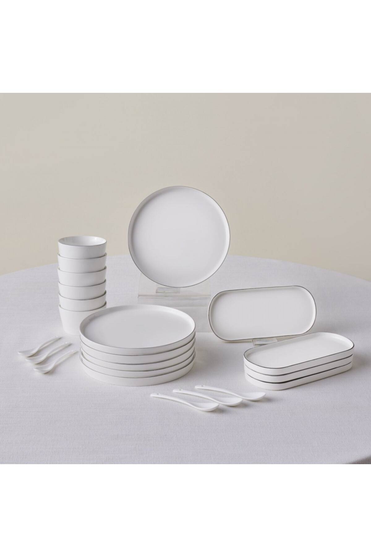 Karaca Forever Bone Bomo 22-teiliges Frühstücksset für 6 Personen – Platin