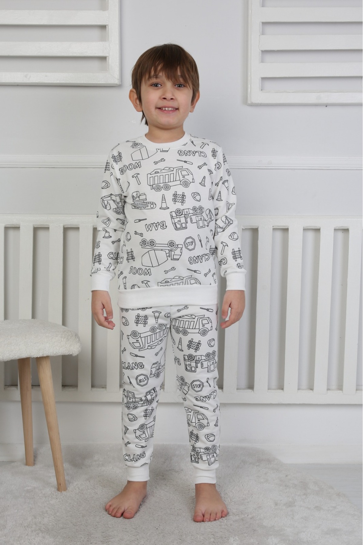 Yalçınoğlu Kids Boyanabilir Çocuk Pijama Takımı (1 BEDEN BÜYÜK TERCİH EDİNİZ) + Kalem Hediyeli I fotoğrafı 7 (önizleme)