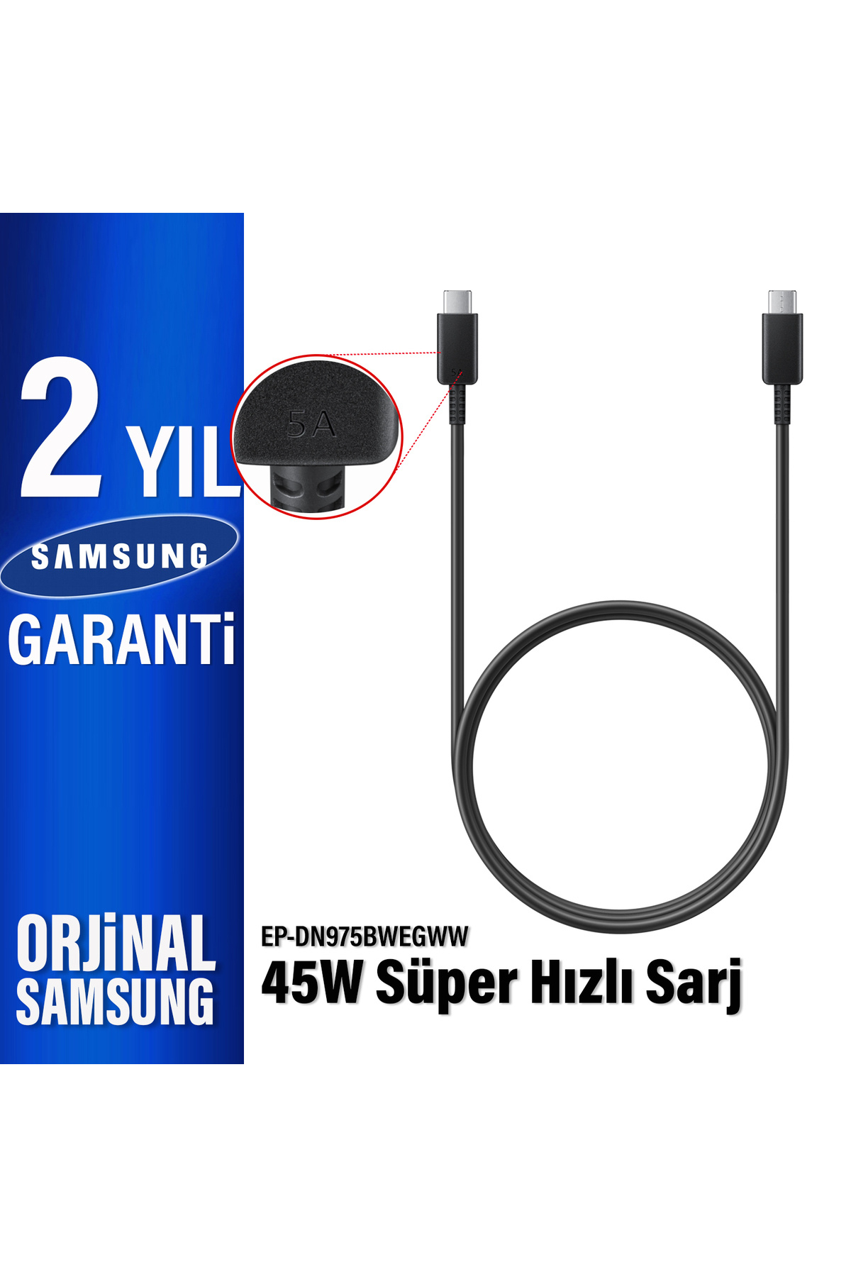 Samsung EP-DN975 Şarj Kablosu 5A 45W Süper Hızlı Şarj Orjinal Türkiye Garantili
