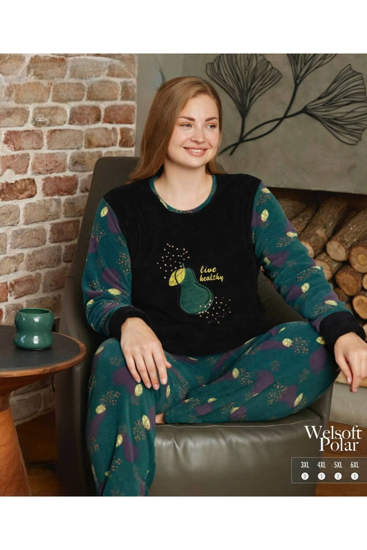 Hirazenmoda Welsoft Polar Büyük Beden Kadın Pijama Takımı – 3XL-6XL