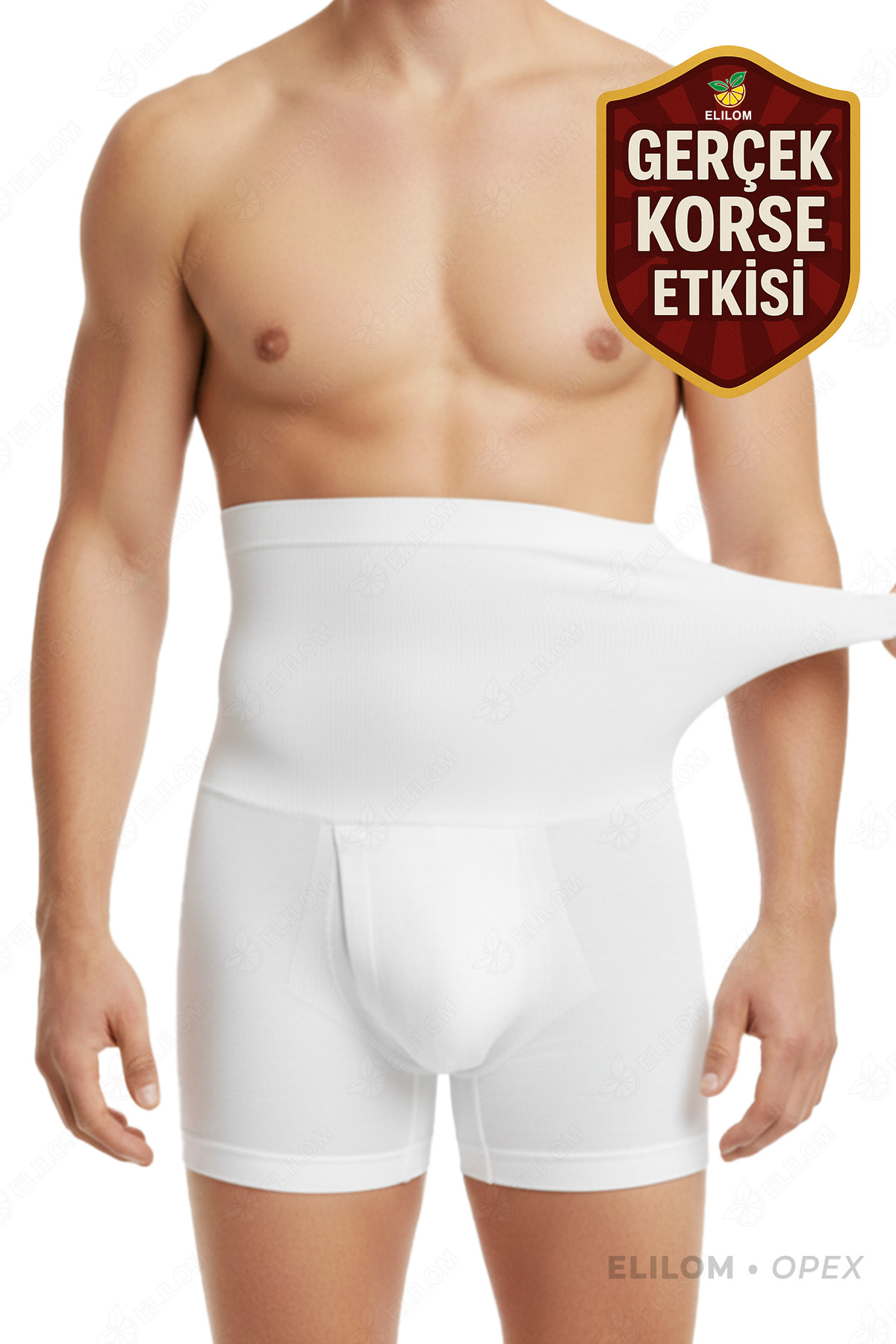 Corset Boxer Waist, Belly, Abdominal Recovery and Firming High Waist Corset Boxer, White - Opex