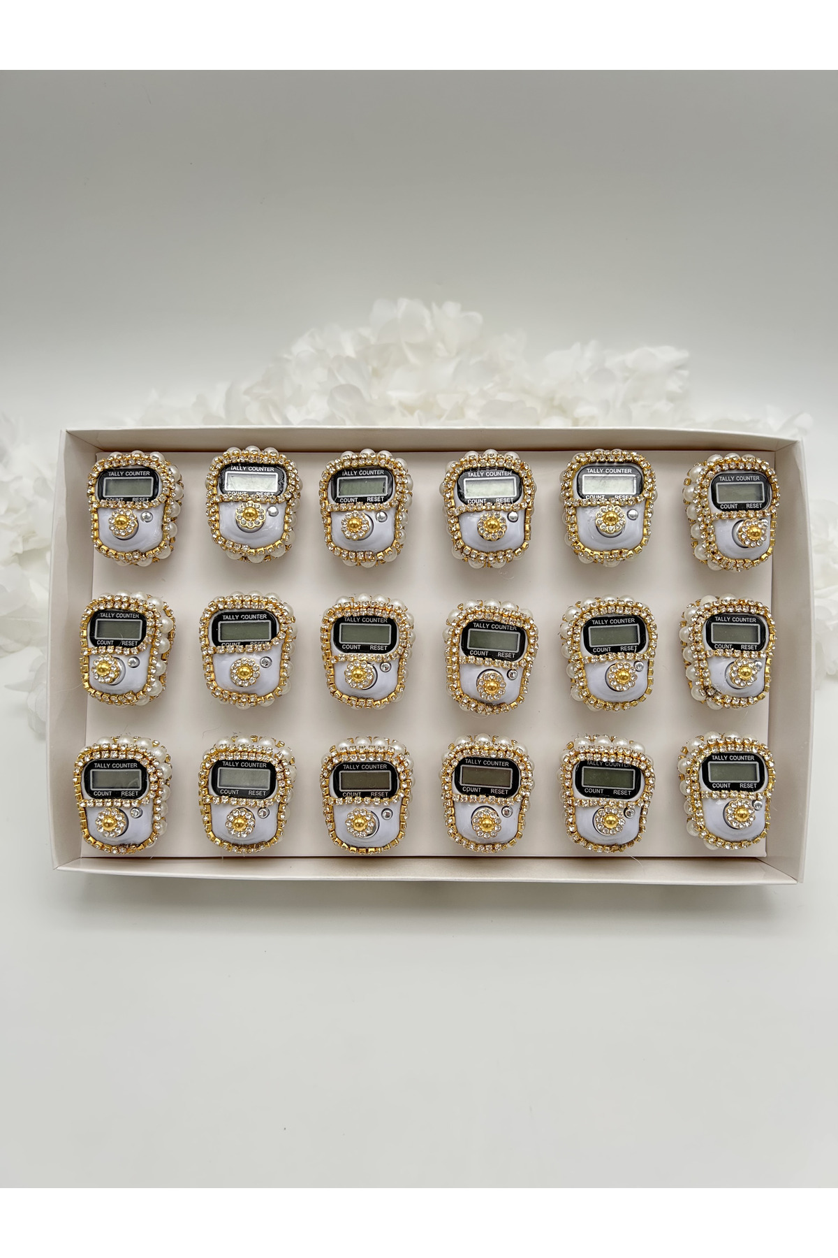 lenagiftworkshop 18 Adet Kutulu Taşlı Zikirmatik ( Hediyelik, Bohçalık, Hac, Umre, Mevlid )