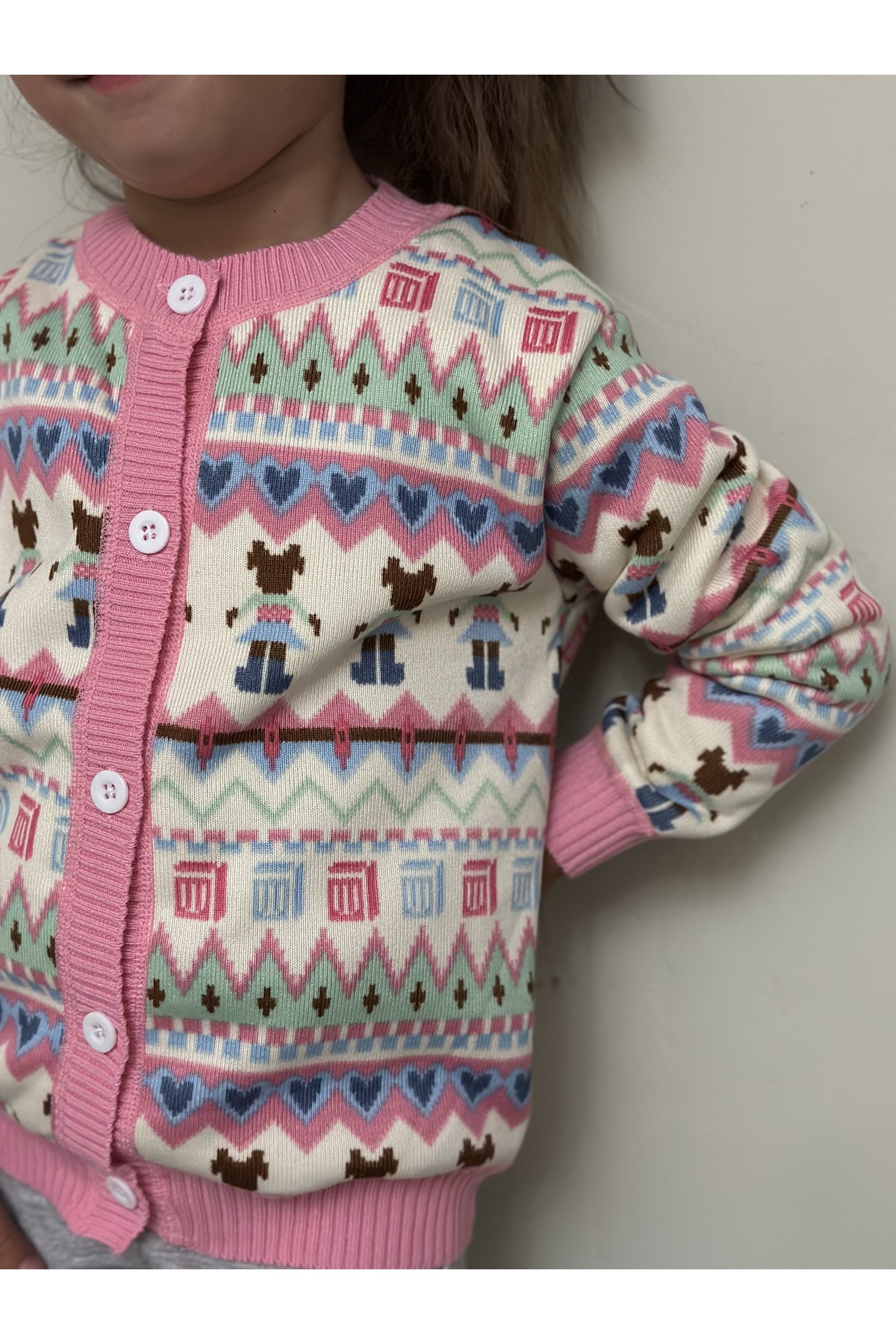 İpek Baby Pembe desenli çocuk hırka fotoğrafı 4 (önizleme)