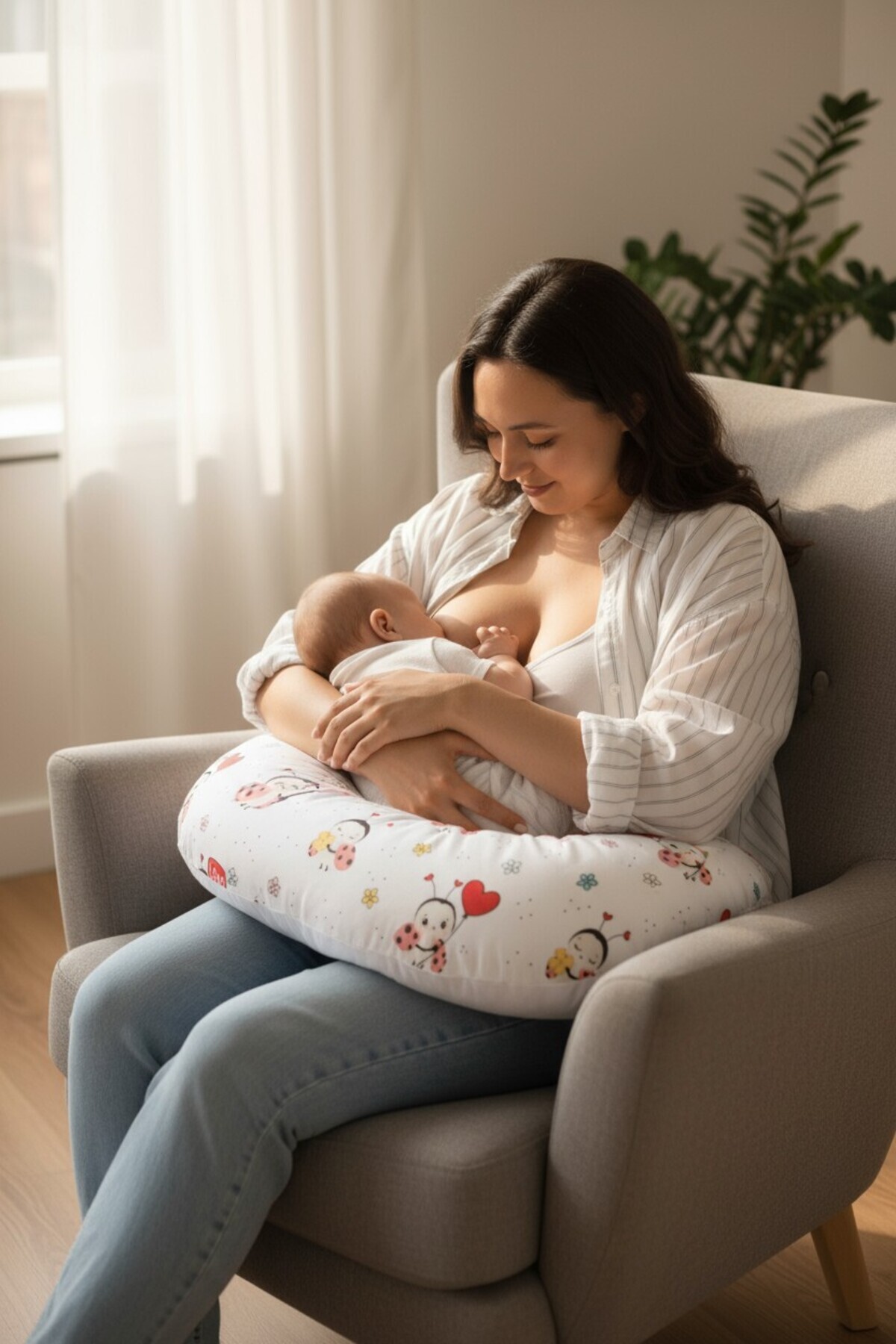 Disanuva Ergonomik Destekli Bebek Emzirme Yastığı Anne Minderi Çok Amaçlı Mama Yastığı Fermuarlı Yıkanabilir fotoğrafı 2 (önizleme)