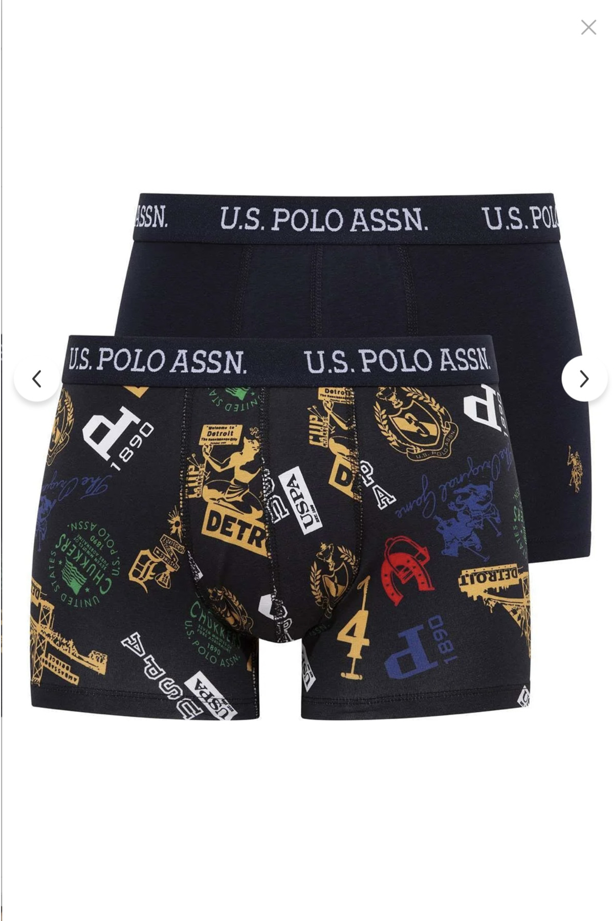 یو اس پولو شورت بوکس مردانه دارای مجوز، ۹۵٪ پنبه و ۶٪ الاستین، بسته ۲ عددی (جعبه‌ای)