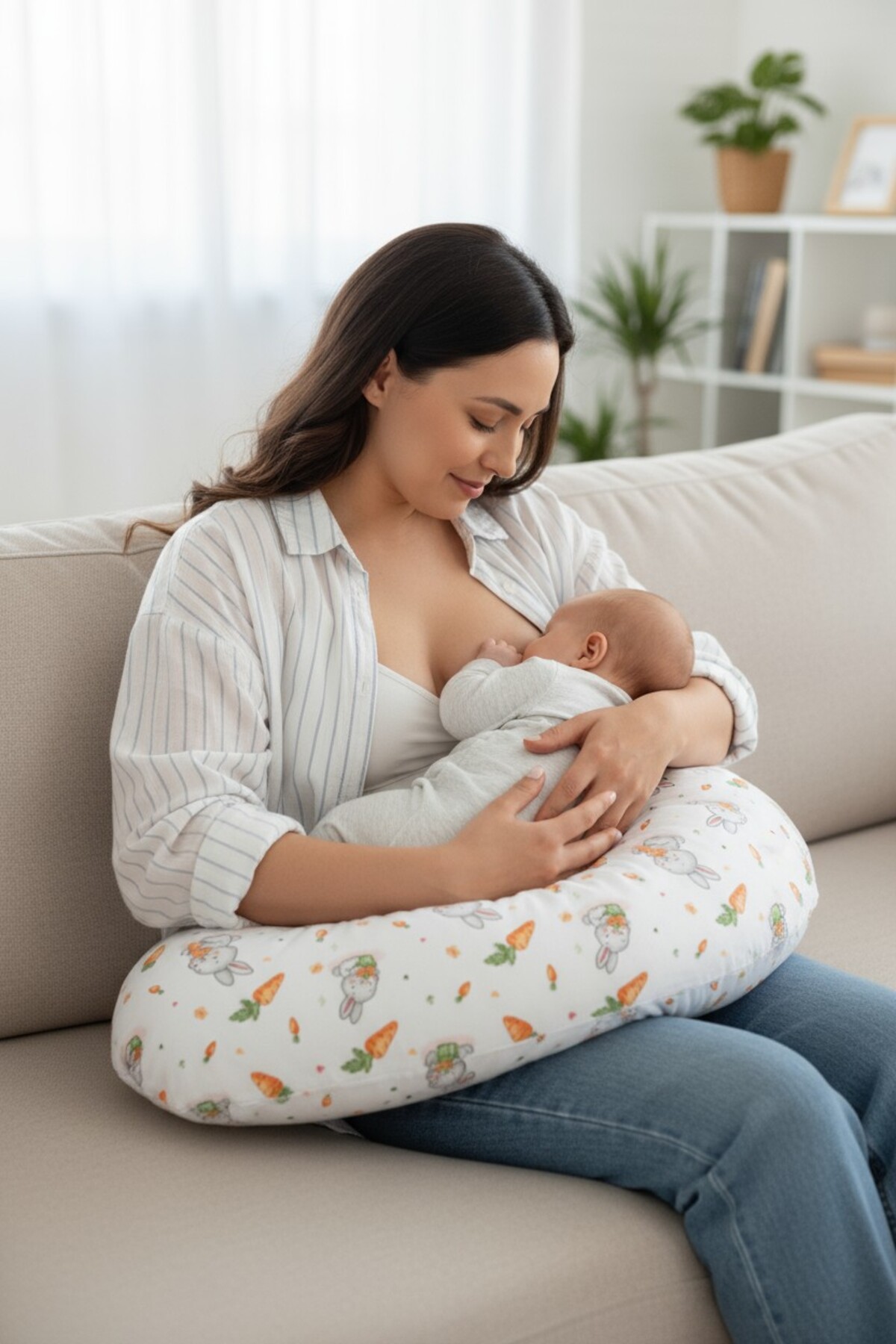 Disanuva Ergonomik Destekli Bebek Emzirme Yastığı Anne Minderi Çok Amaçlı Mama Yastığı Fermuarlı Yıkanabilir fotoğrafı 2 (önizleme)