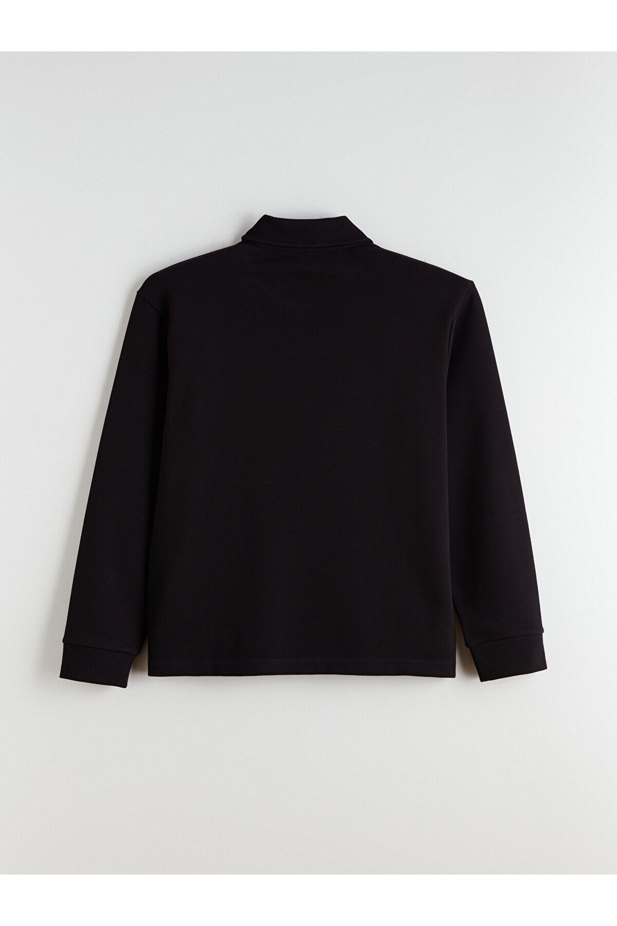 LC Waikiki Siyah Standart Kalıp Polo Yaka Erkek Fermuarlı Sweatshirt görsel 7