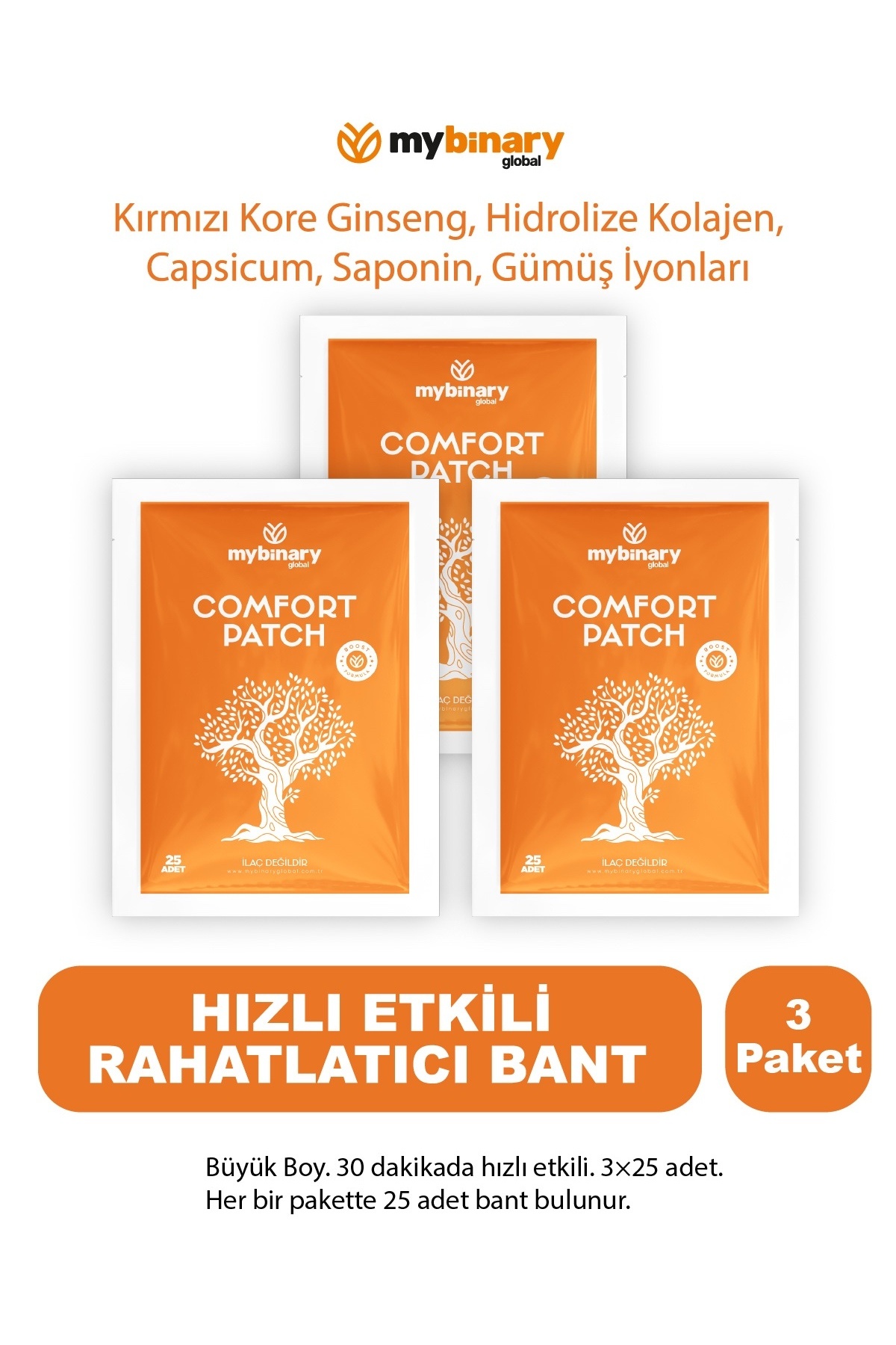 My Binary Global Comfort Patch Hızlı Etkili Doğal Ginseng Ağrı Bandı Eklem Için Rahatlatıcı Uzun Süreli Etki 75 Bant
