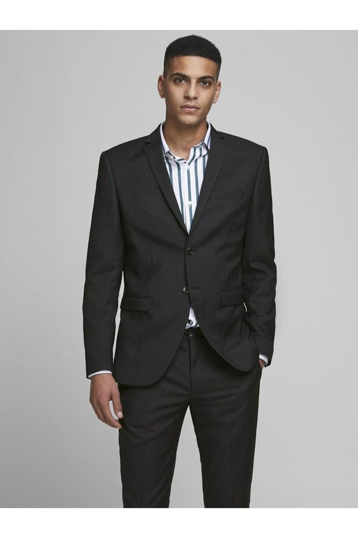 کت و شلوار مردانه راسته فاق نرمال آستین استاندارد | جک اند جونز Jack & Jones 12148166-Black - تصویر 2