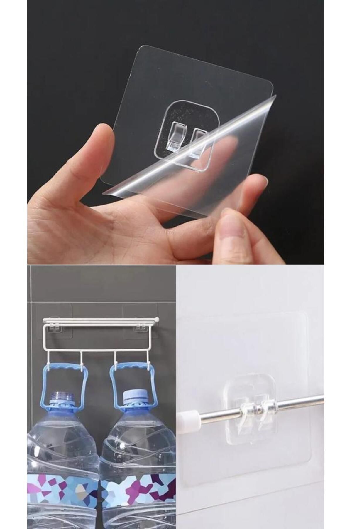 İstisna 1 Adet Süper Güçlü Şeffaf Çerçeve Askısı Lekesiz Duvar Yapışkanı Mutfak Banyo Raf Tutucu Aksesuarı