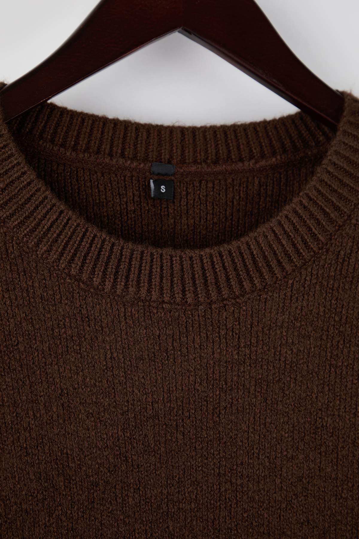 Trendyolmilla  Wardrobe Essentials Kahverengi Yünlü Premium İplik Basic Geniş Kalıp Triko Kazak | TWOAW26KZ00065 - Görsel 7