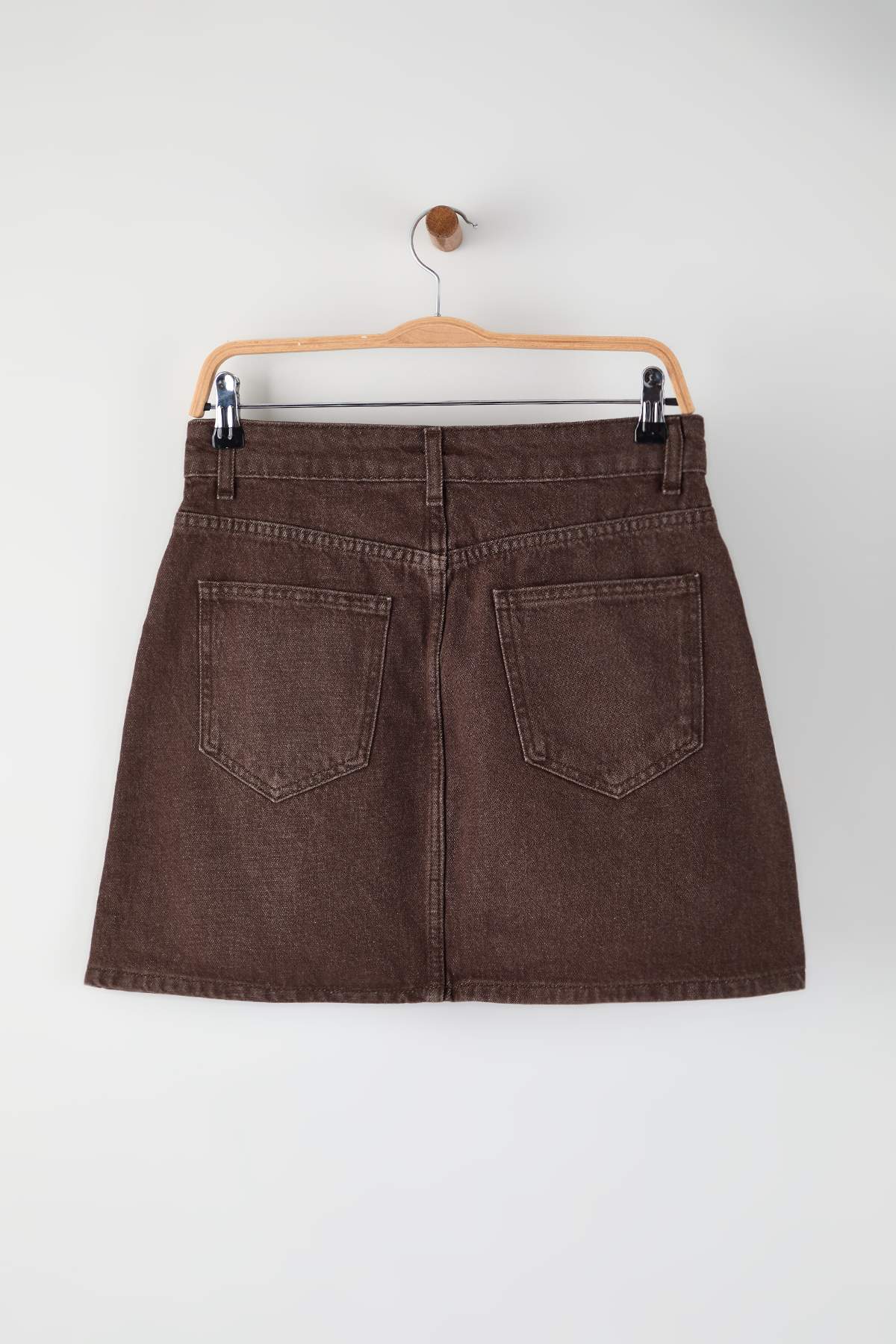 Trendyolmilla  Açık Kahverengi Mini Basic Denim Etek TWOAW26ET00049 - Görsel 7