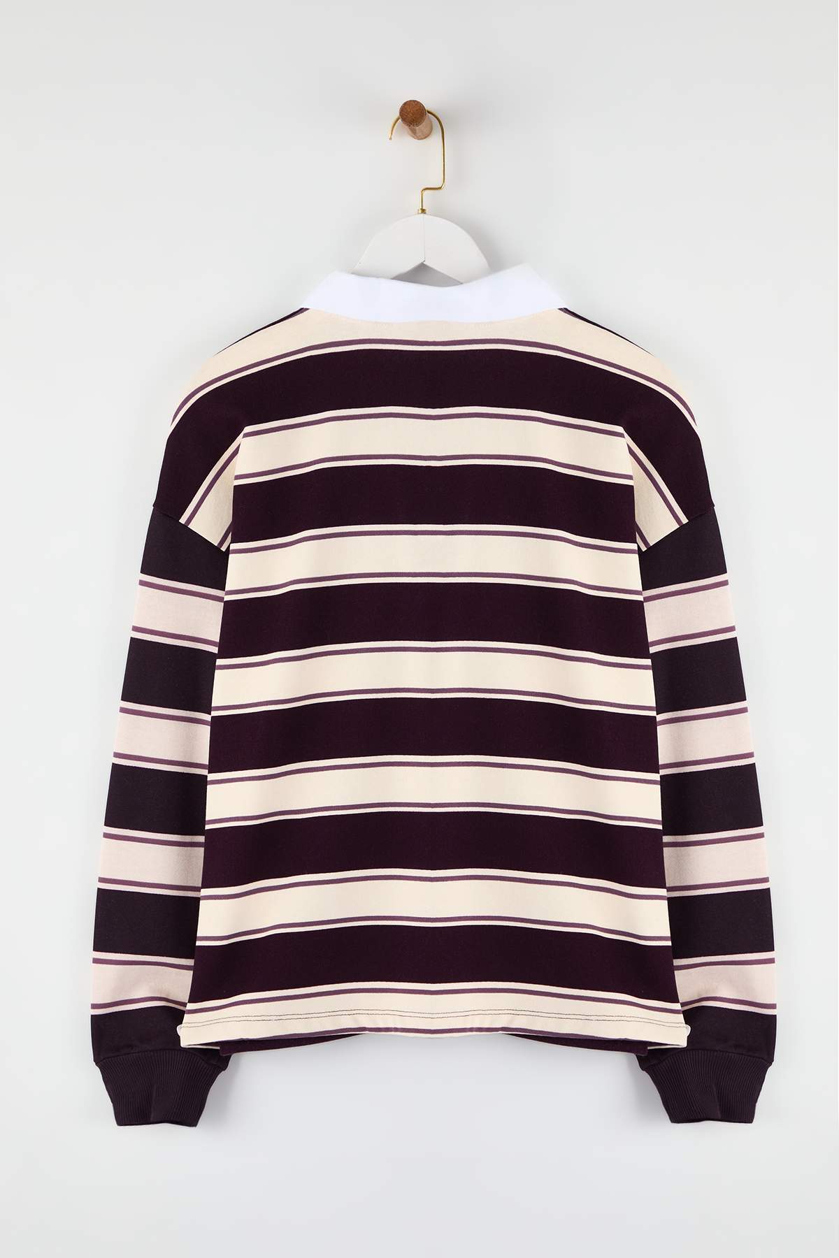 Trendyolmilla  Çok Renkli Çizigli Polo Yaka Oversize/Geniş Kalıp Örme Sweatshirt TWOAW26SW00245 - Görsel 8