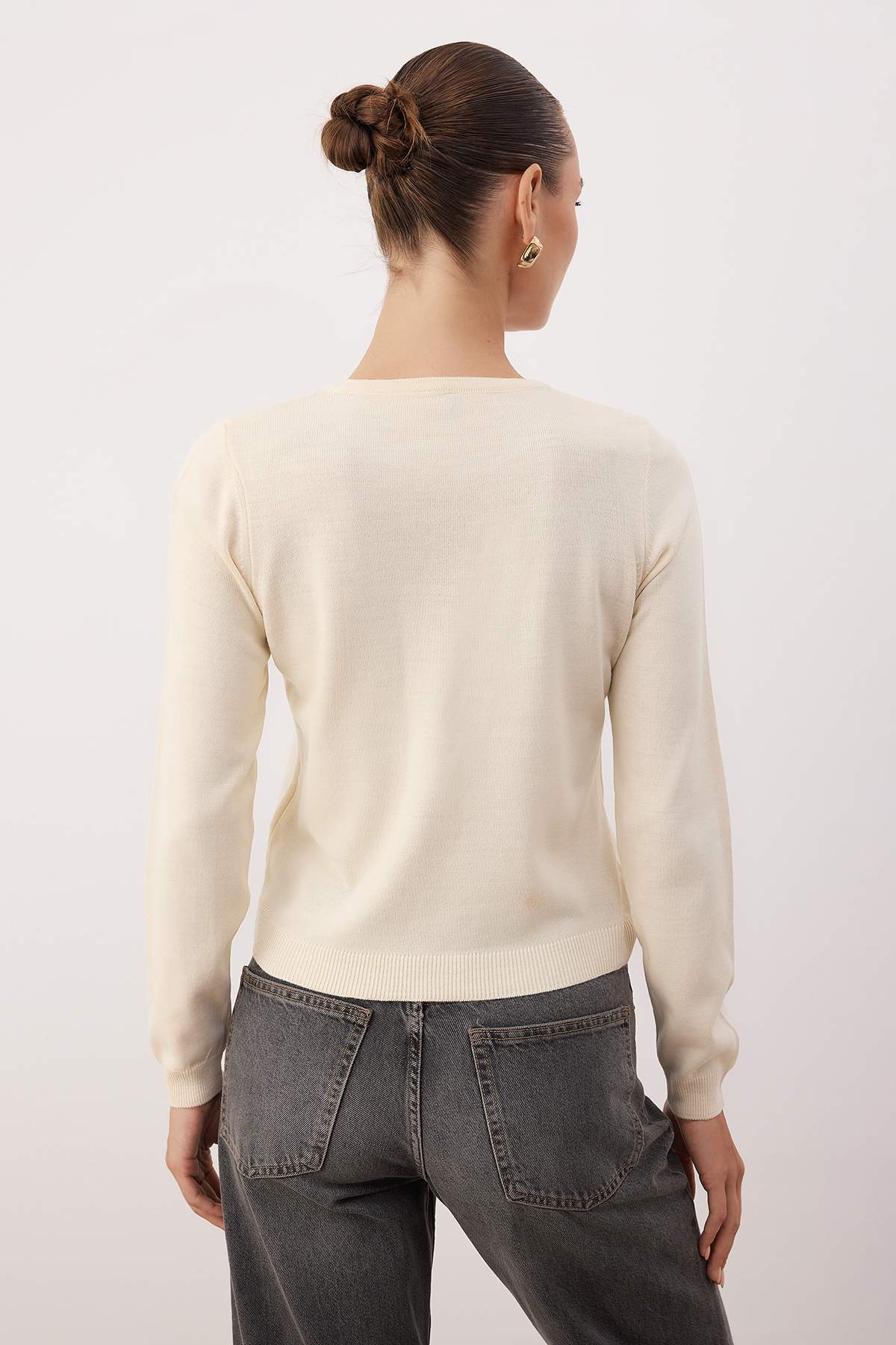 Trendyolmilla  Kahverengi-Taş İkili Paket Bisiklet Yaka Triko Hırka TWOAW25HI00344 - Görsel 7