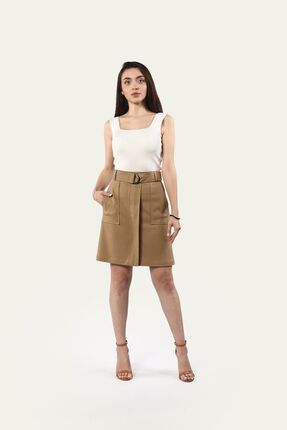 khaos Kemerli Cep Detaylı Kısa Etek (Camel)